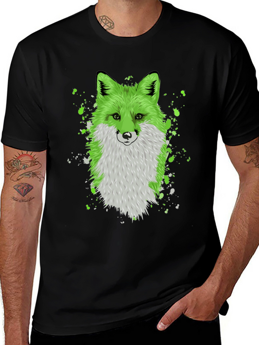 Green Fox Graphic Tee - Trendy Animal Design