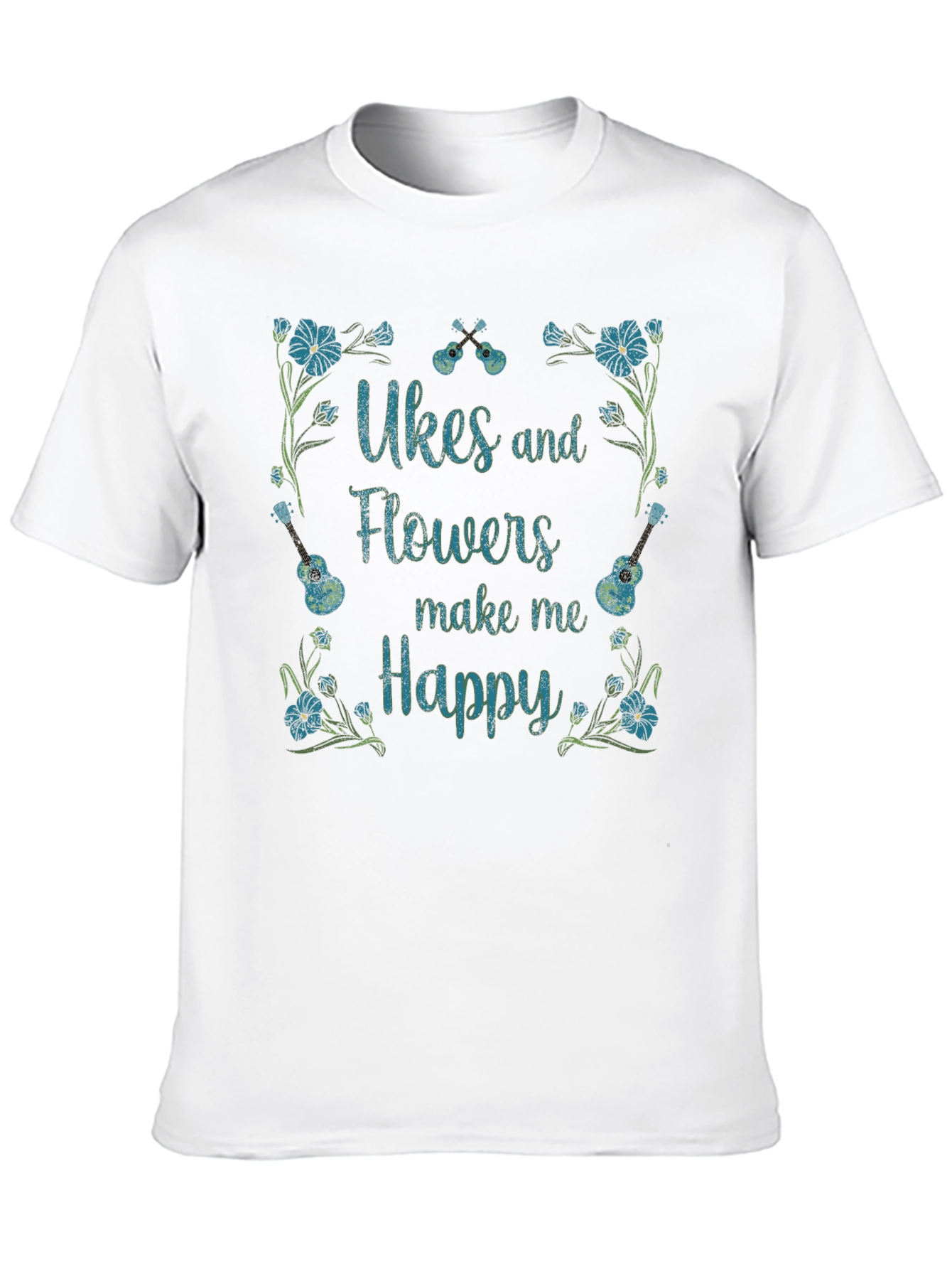 Ukes & Flowers Graphic T-Shirt - Make Me Happy!