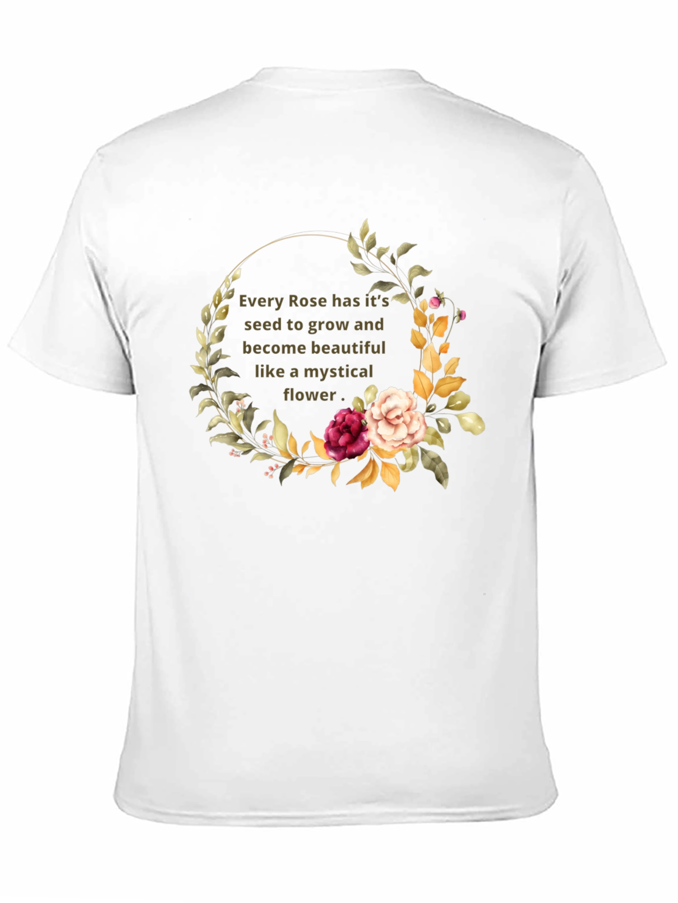 Mystical Rose Flower Graphic Black T-Shirt