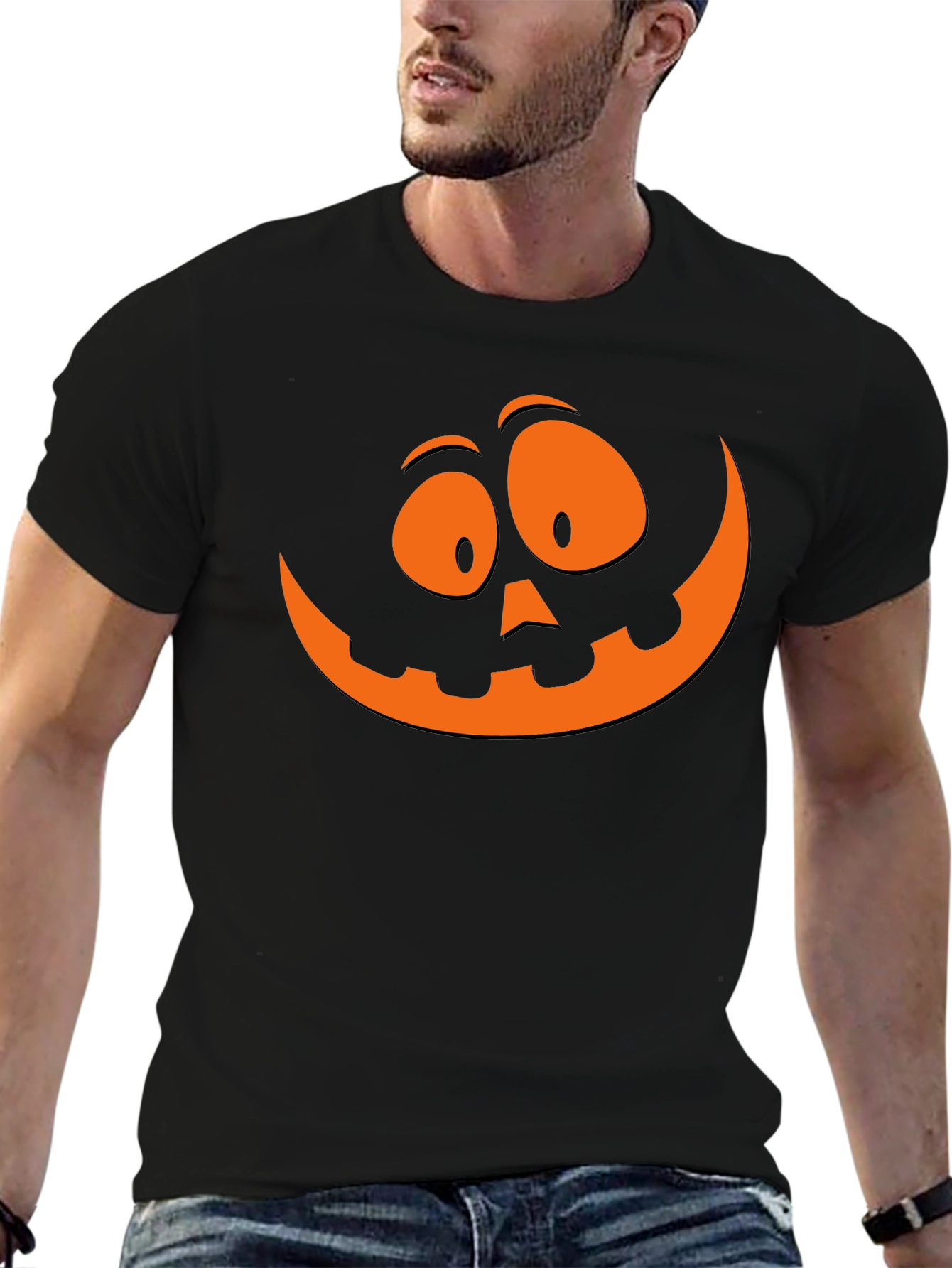 Halloween Pumpkin Face Graphic T-Shirt - Spooky Season Tee