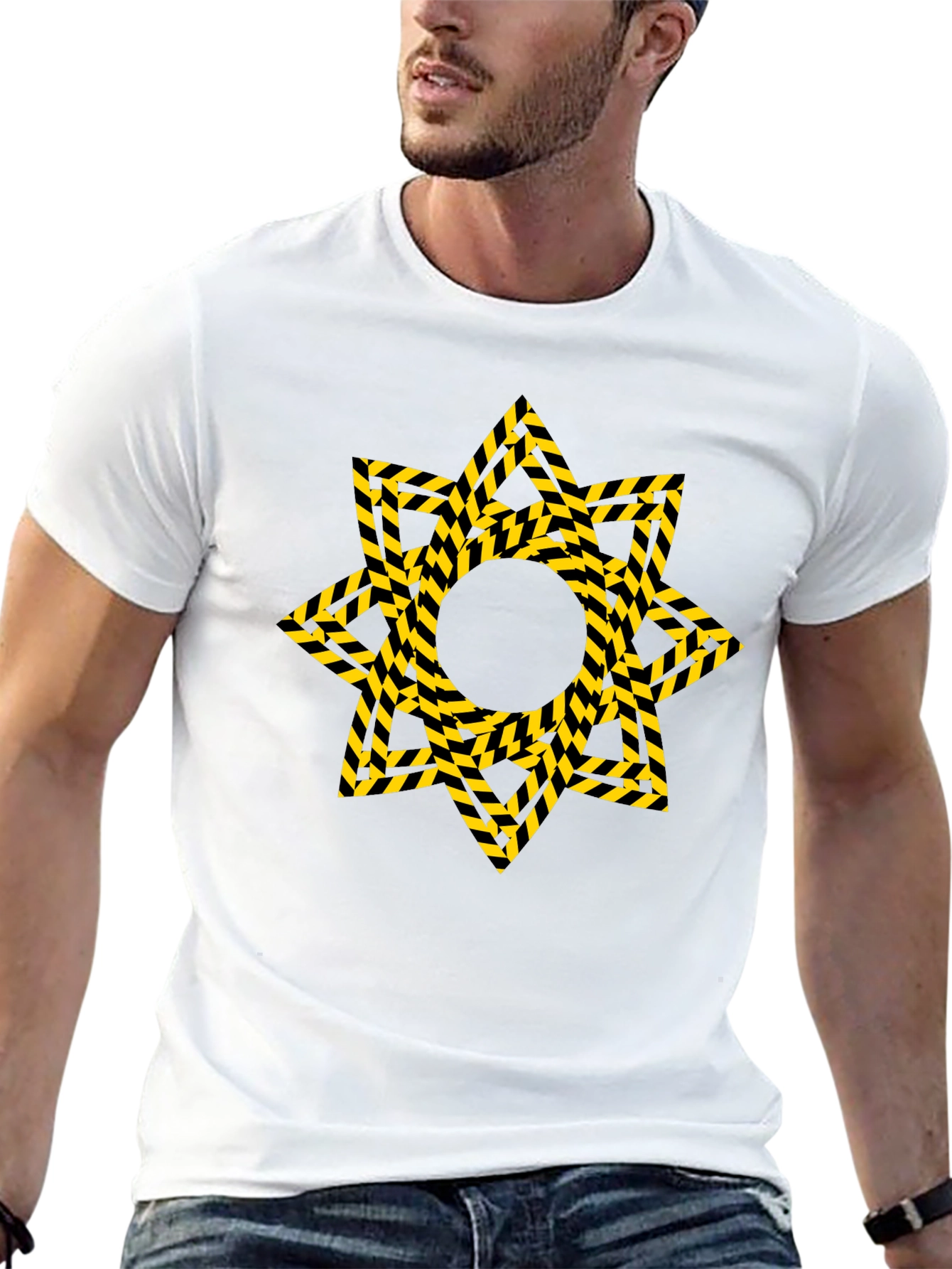 Striped Star Graphic Black T-Shirt