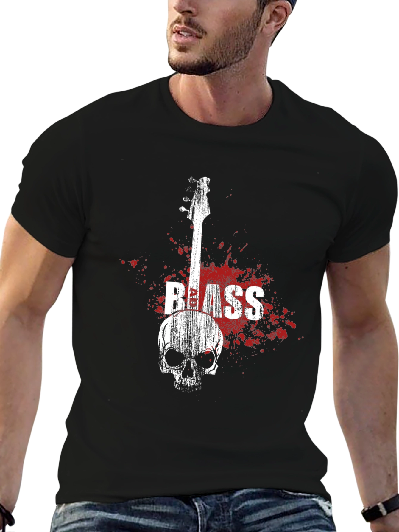 Skull Bass Guitar Graphic Tee
