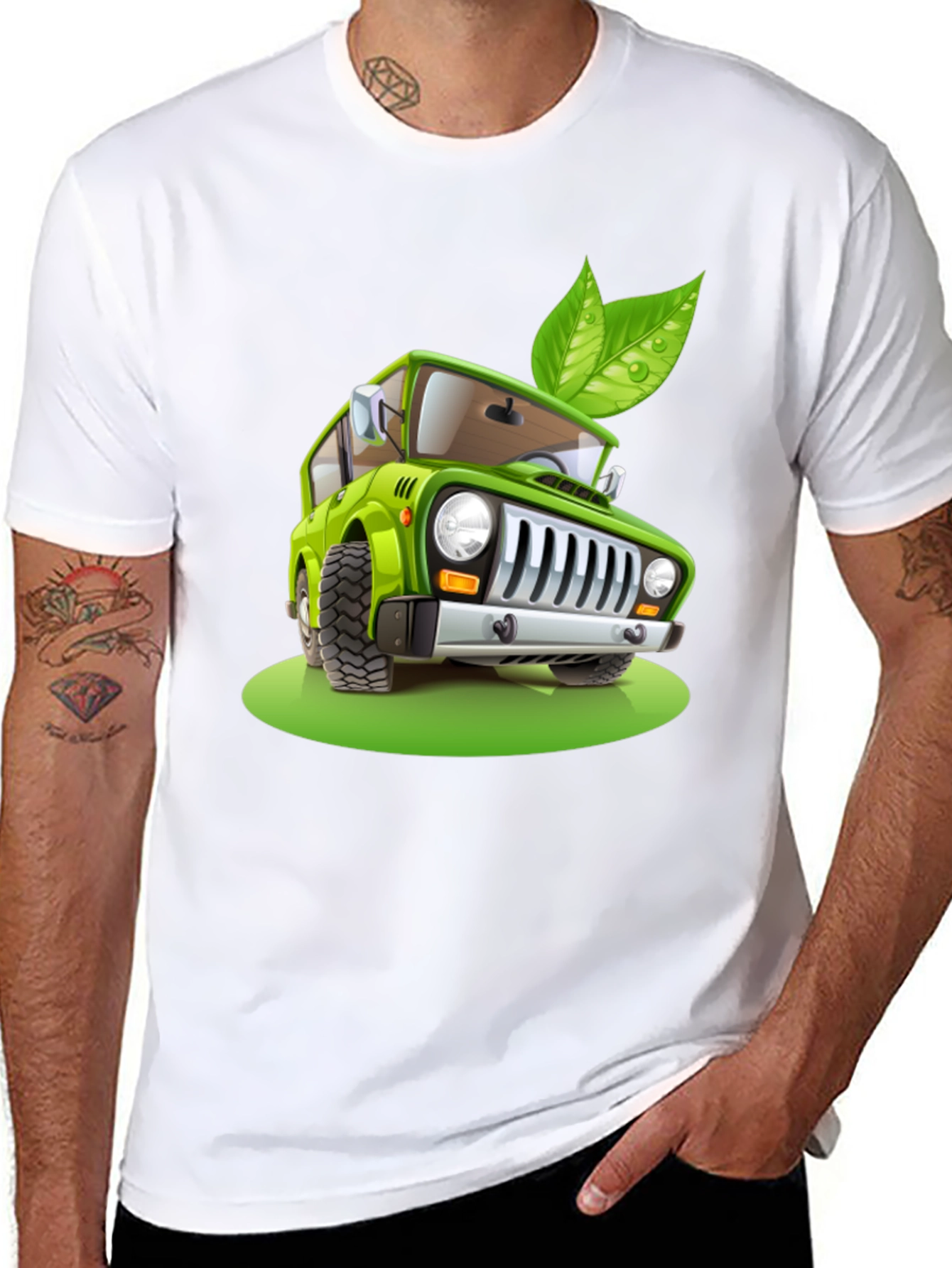 Eco-Friendly Car T-Shirt - Green Vehicle Design