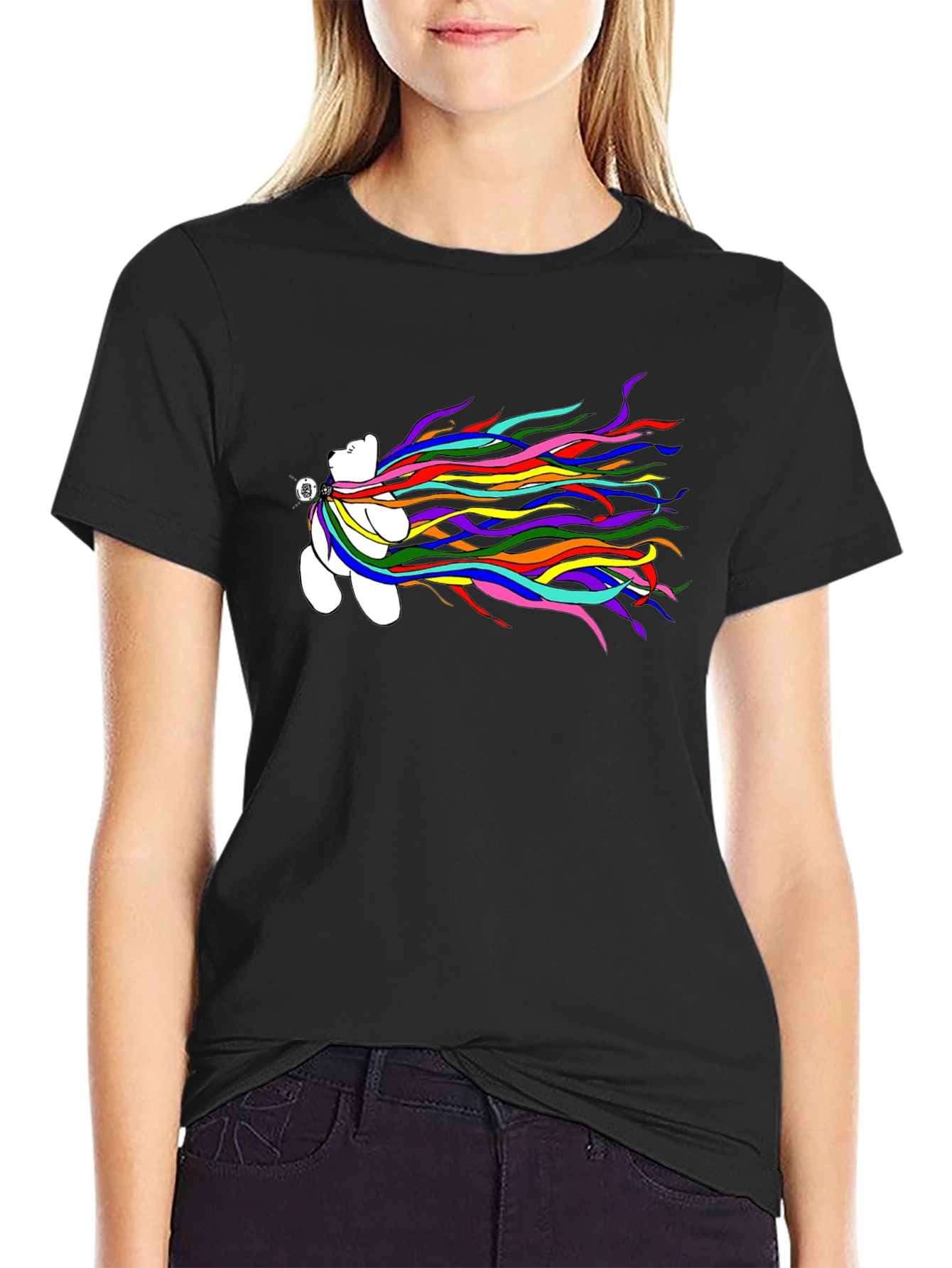 Rainbow Bear Black T-Shirt