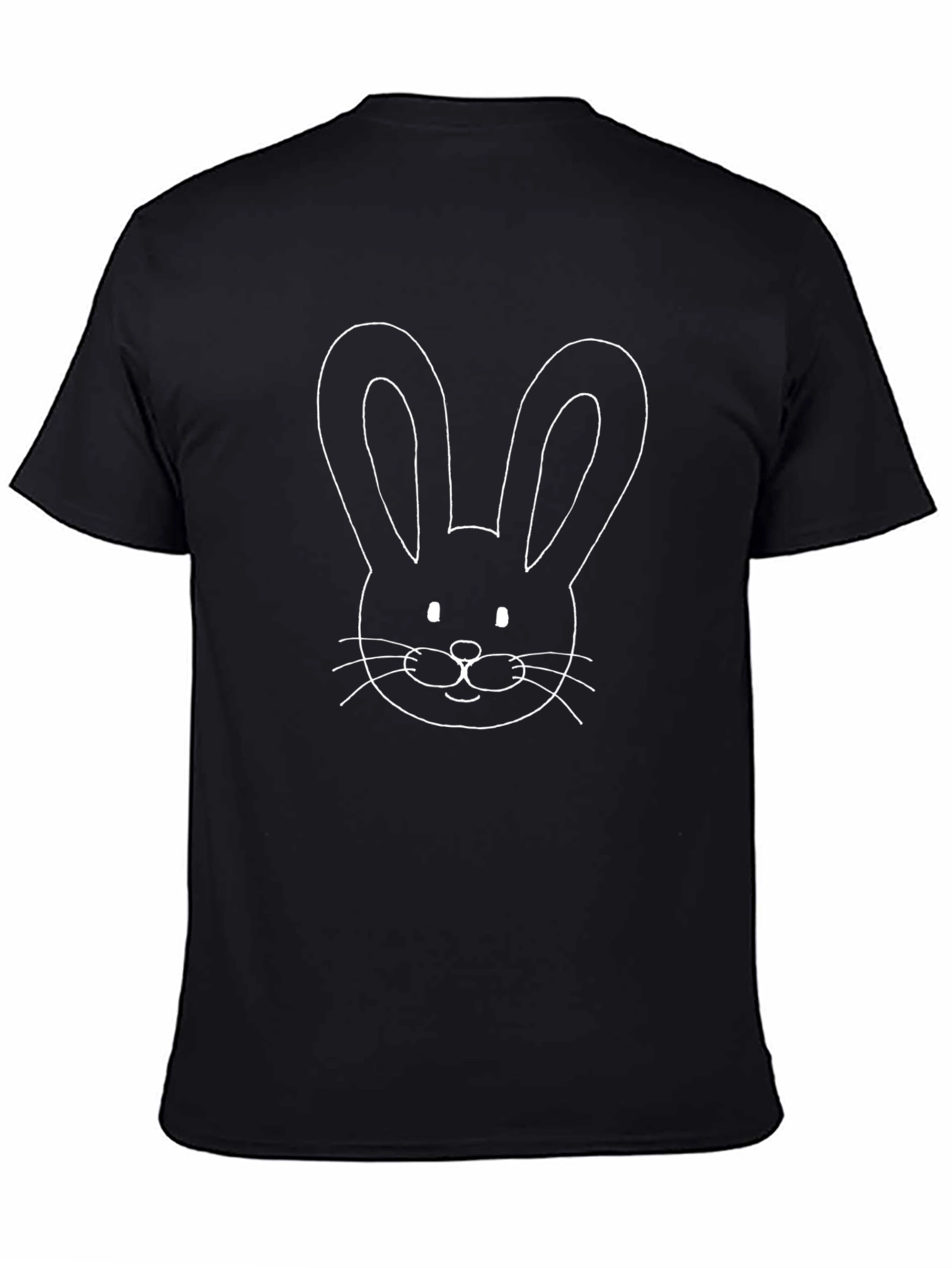 Cute Bunny Face Graphic Black T-Shirt