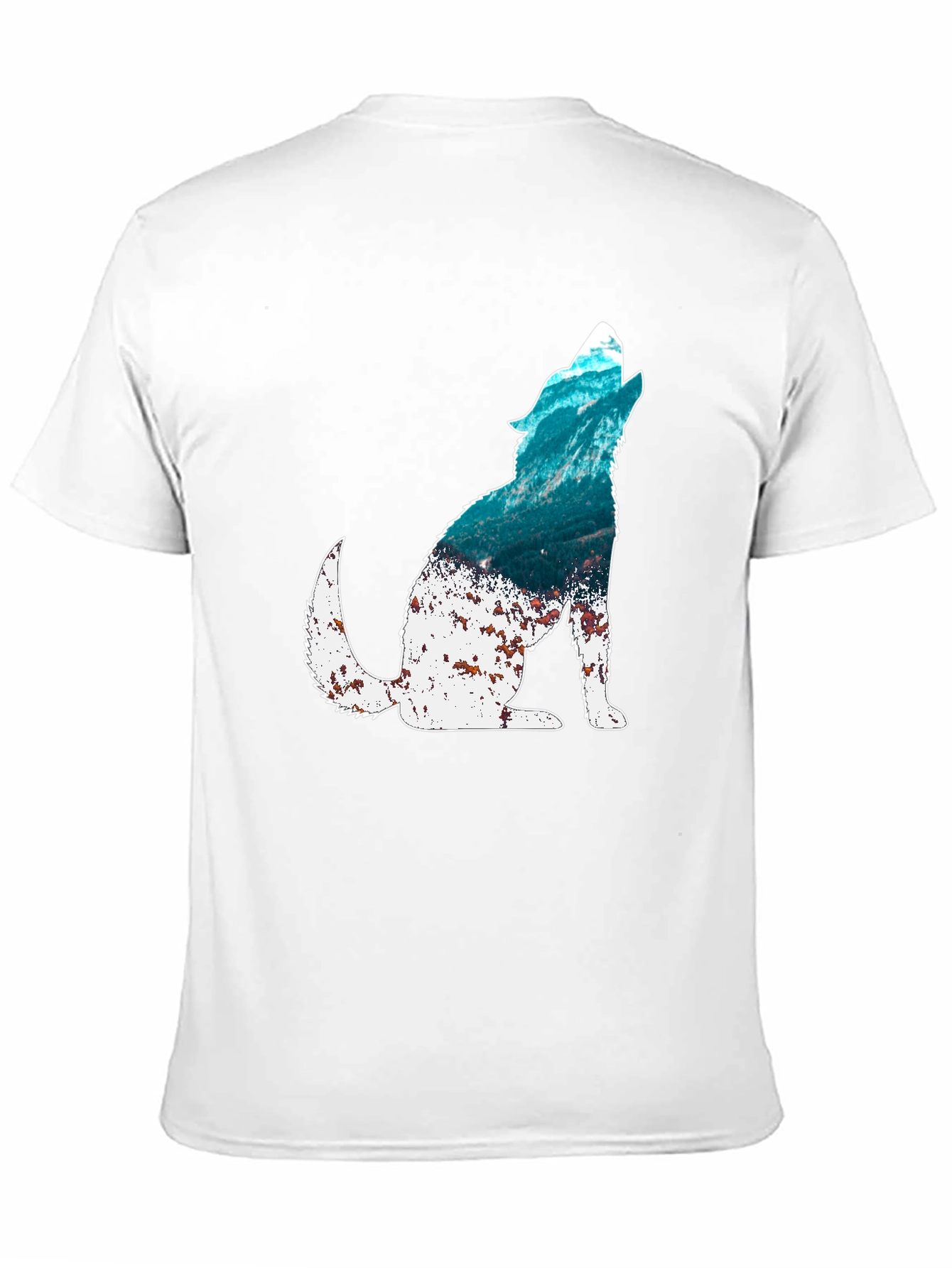 Wolf Silhouette Ocean Graphic Tee - Mens Black T-Shirt