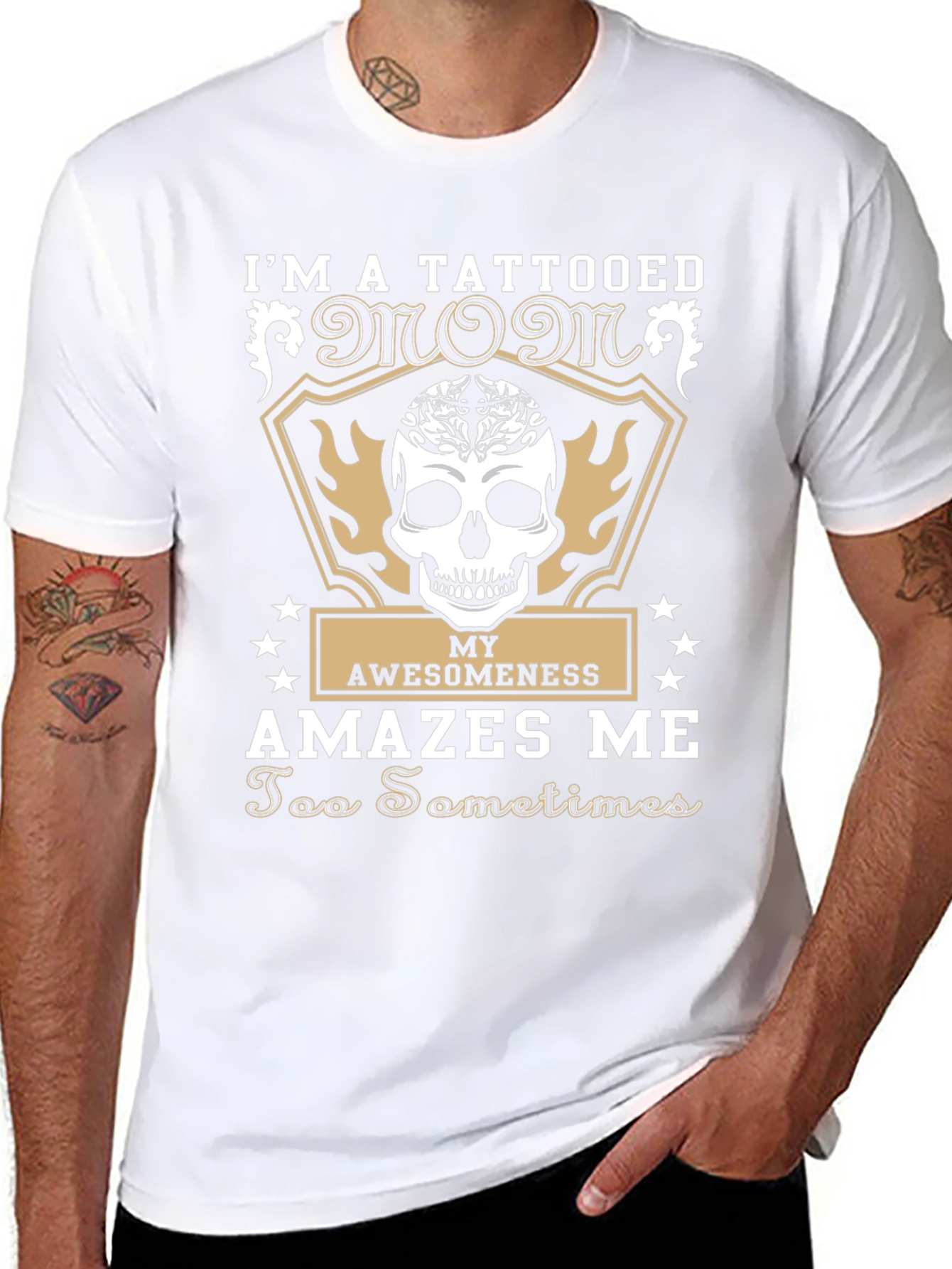 Tattooed Mom Graphic Tee - Skull & Awesomeness Design