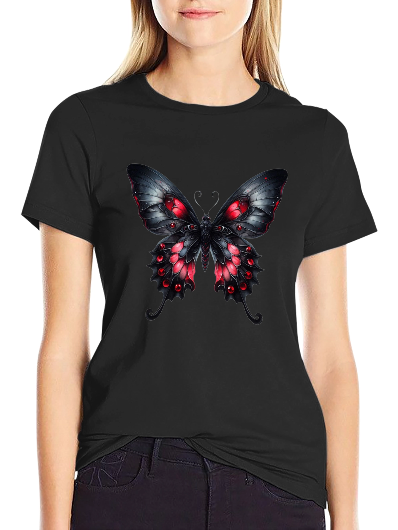 Gothic Butterfly Graphic T-Shirt - Dark & Edgy Tee