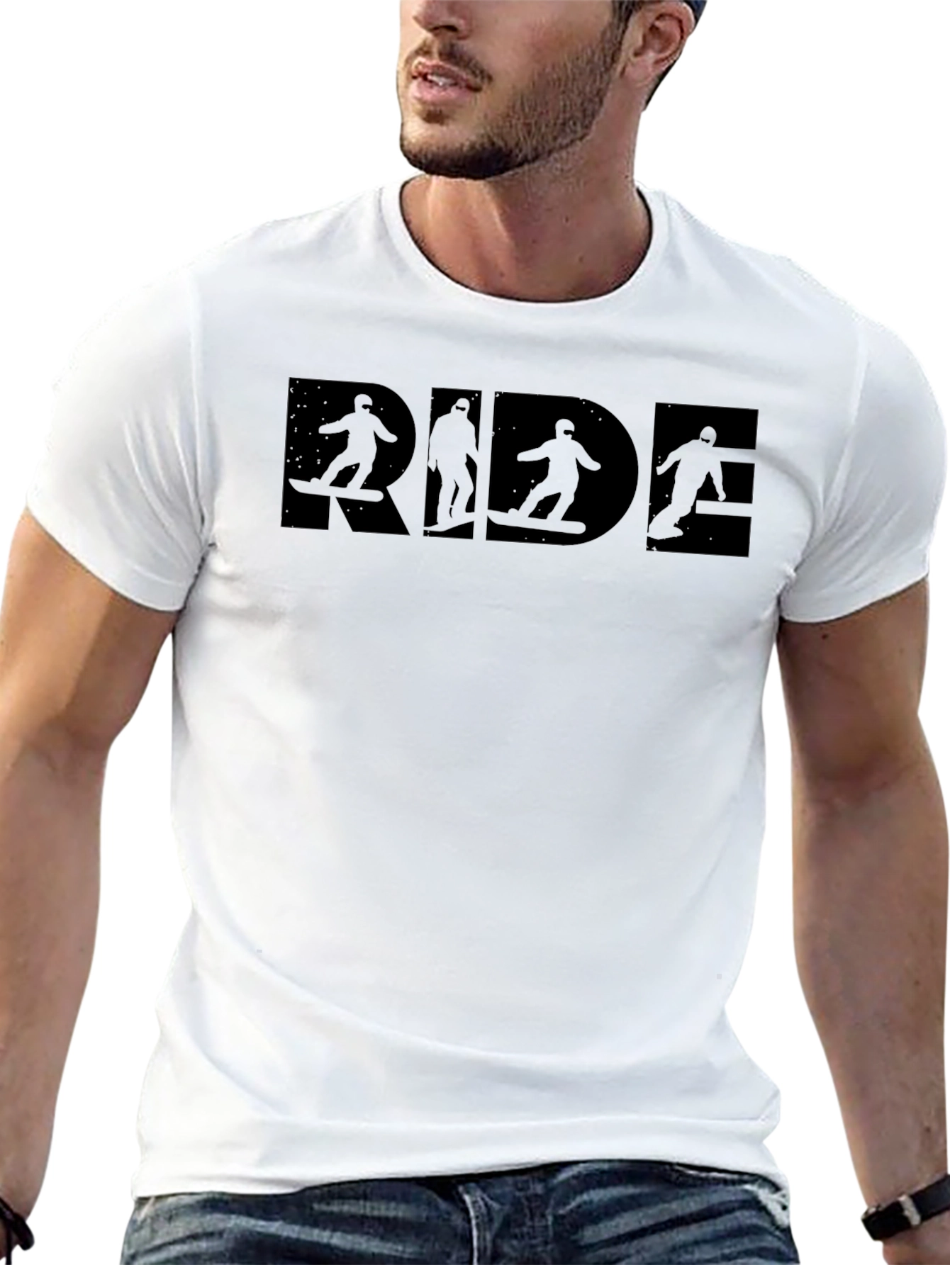 RIDE Graphic Black T-Shirt - Snowboarder Design