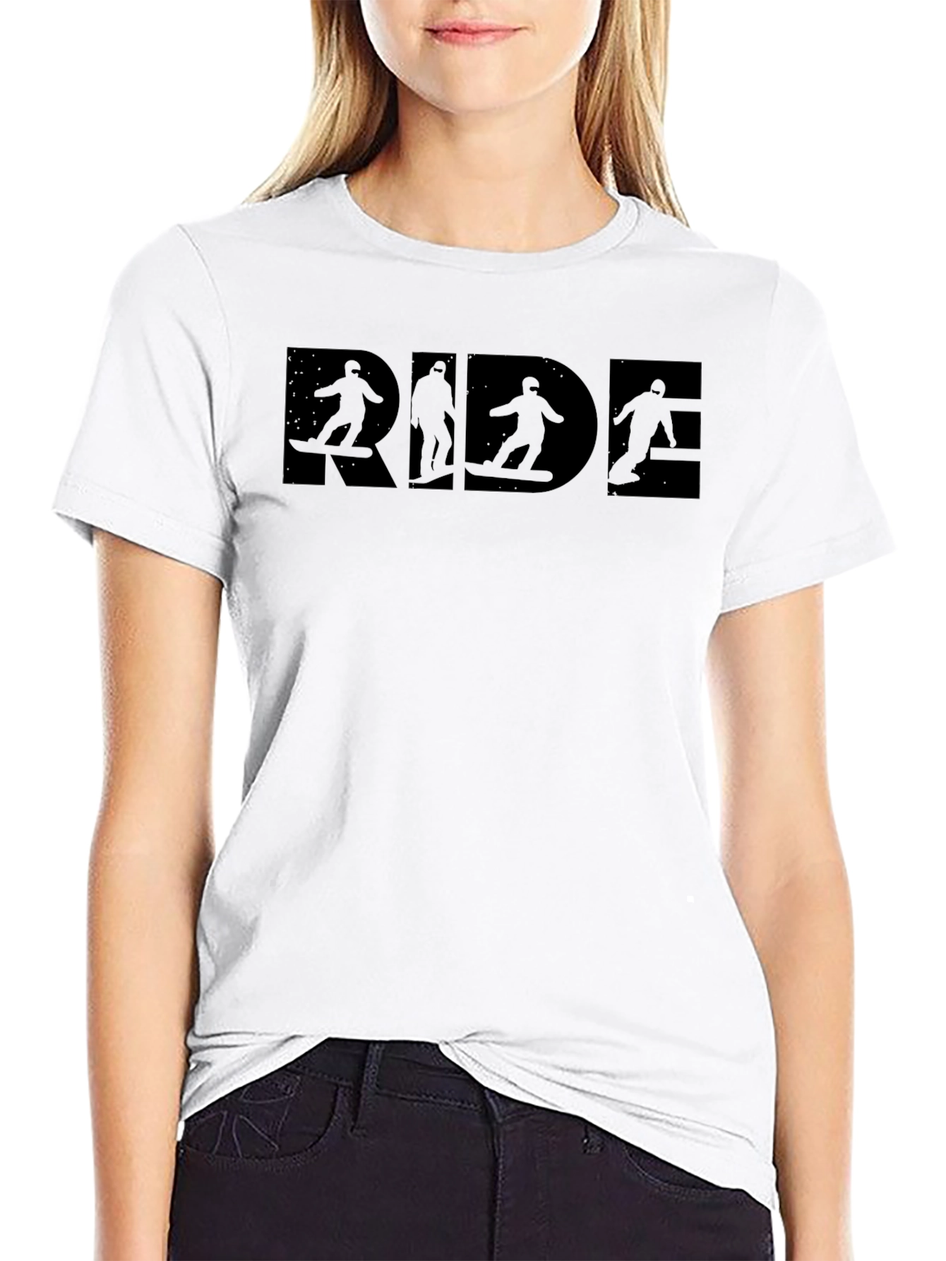 RIDE Graphic Black T-Shirt - Snowboarder Design