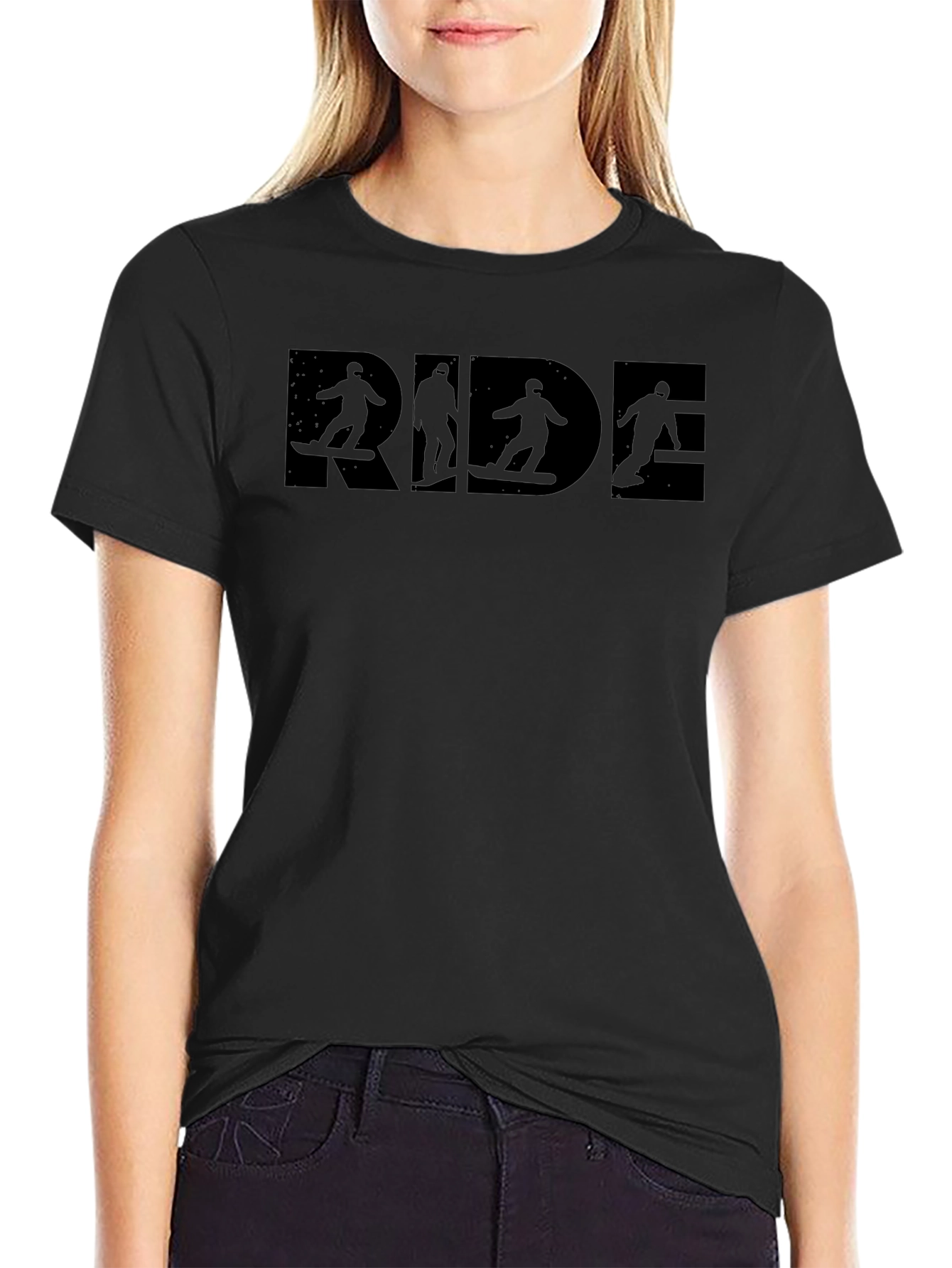 RIDE Graphic Black T-Shirt - Snowboarder Design