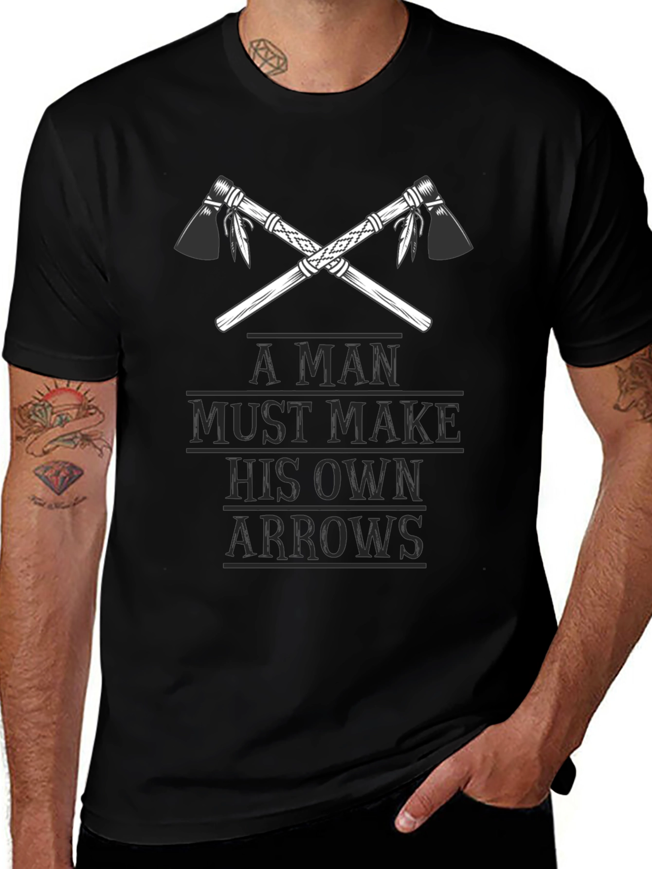 A Man Must Make His Own Arrows Black Tee