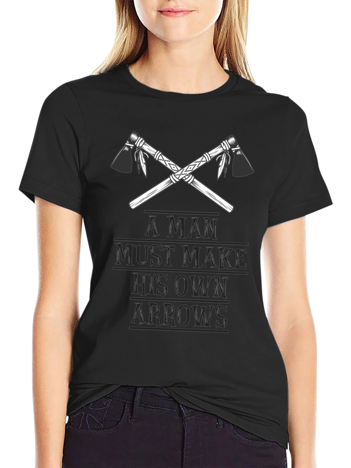 A Man Must Make His Own Arrows Black Tee