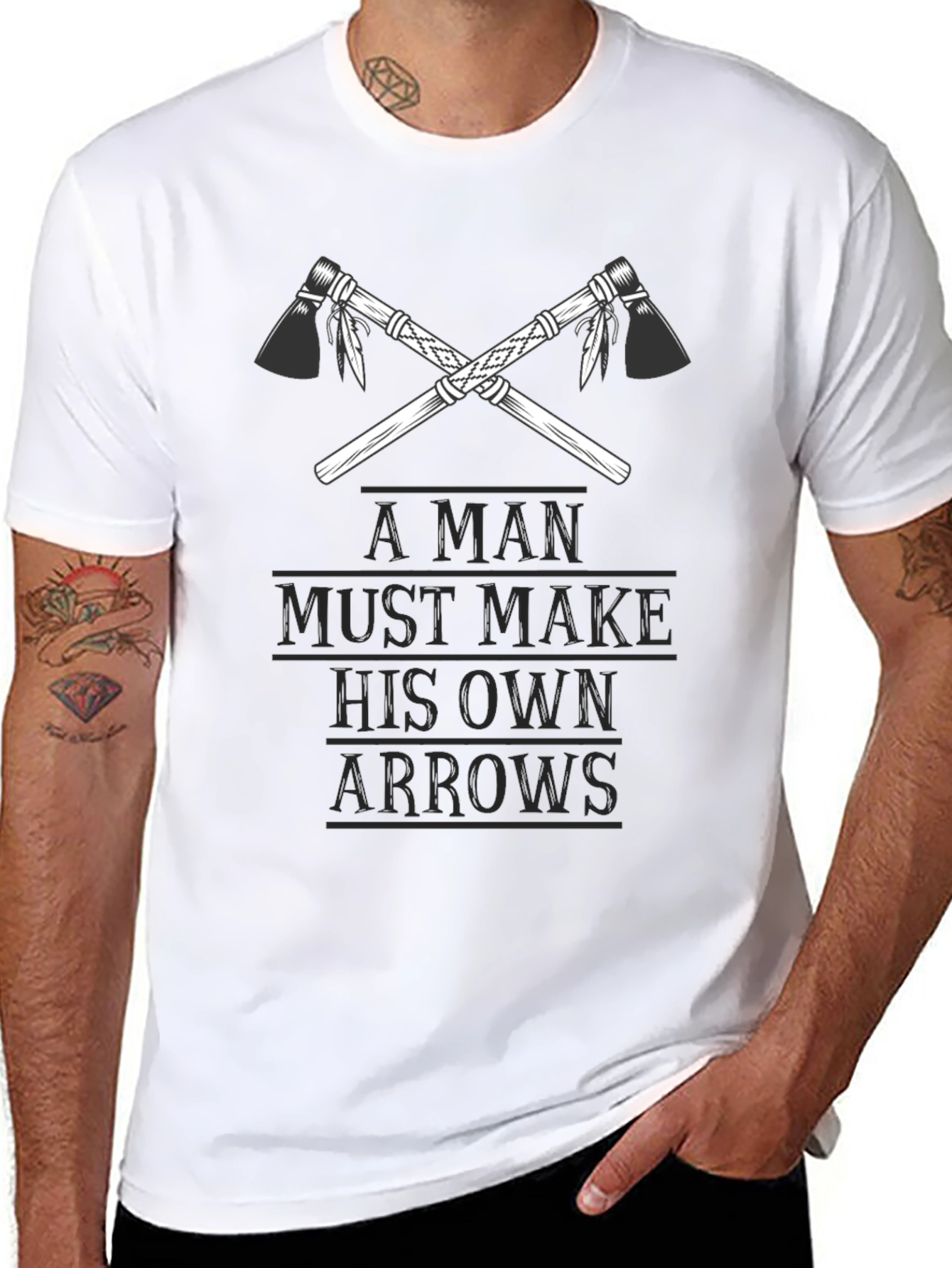 A Man Must Make His Own Arrows Black Tee