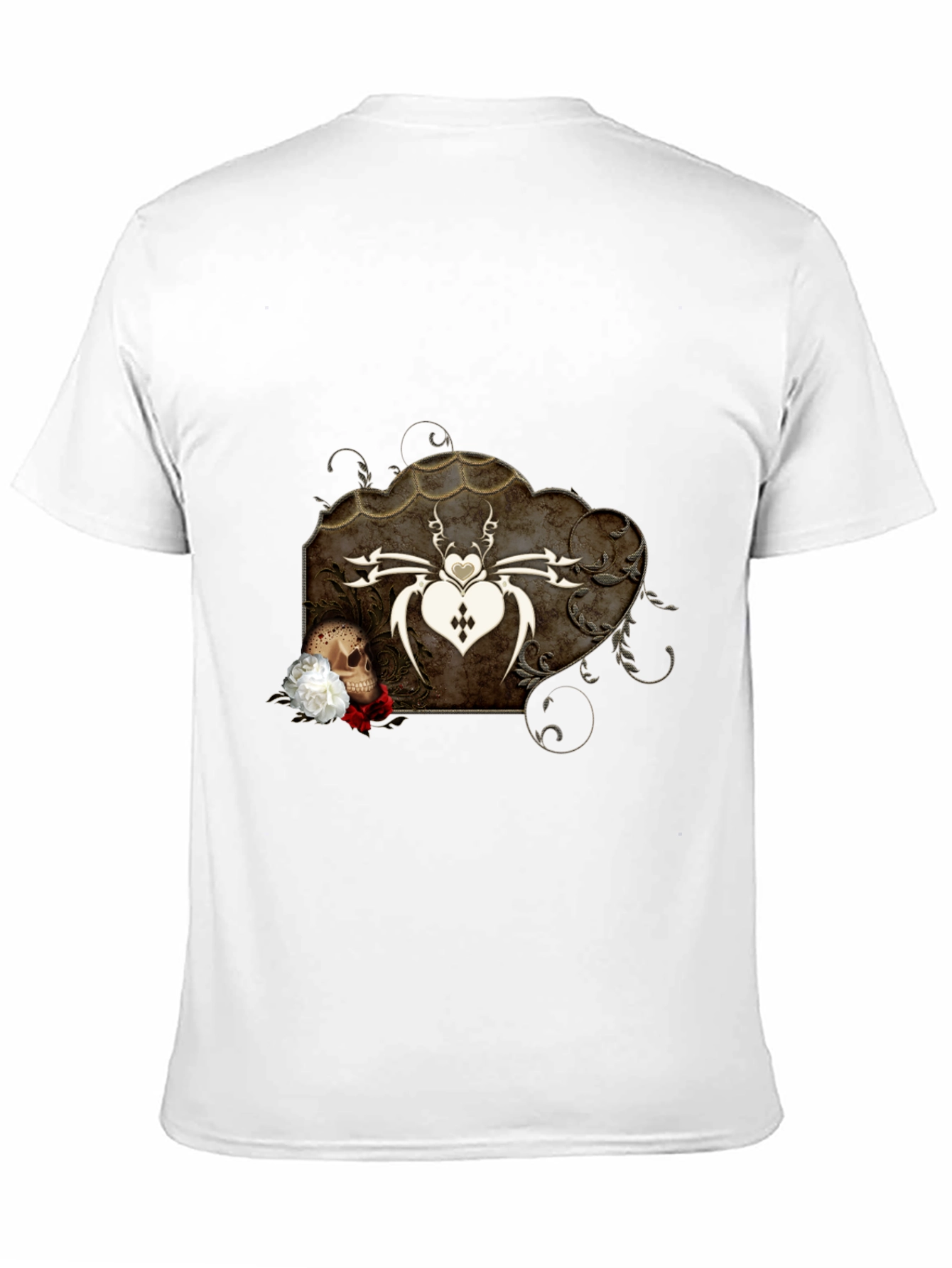 Gothic Spider Heart Skull Graphic Tee