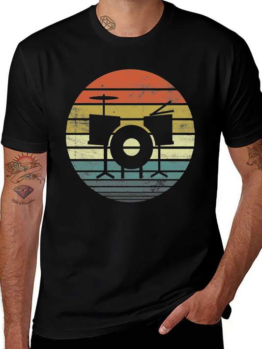 Vintage Drum Set Sunset Graphic T-Shirt