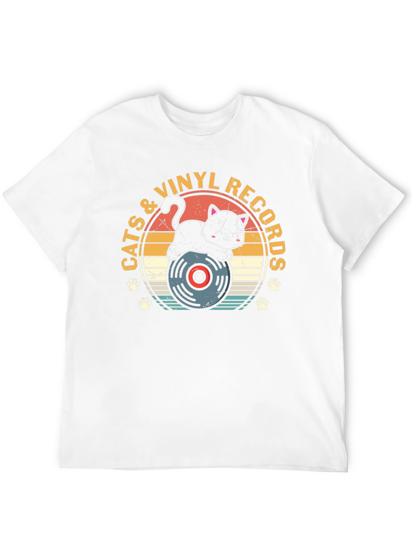 Cats & Vinyl Records Graphic T-Shirt