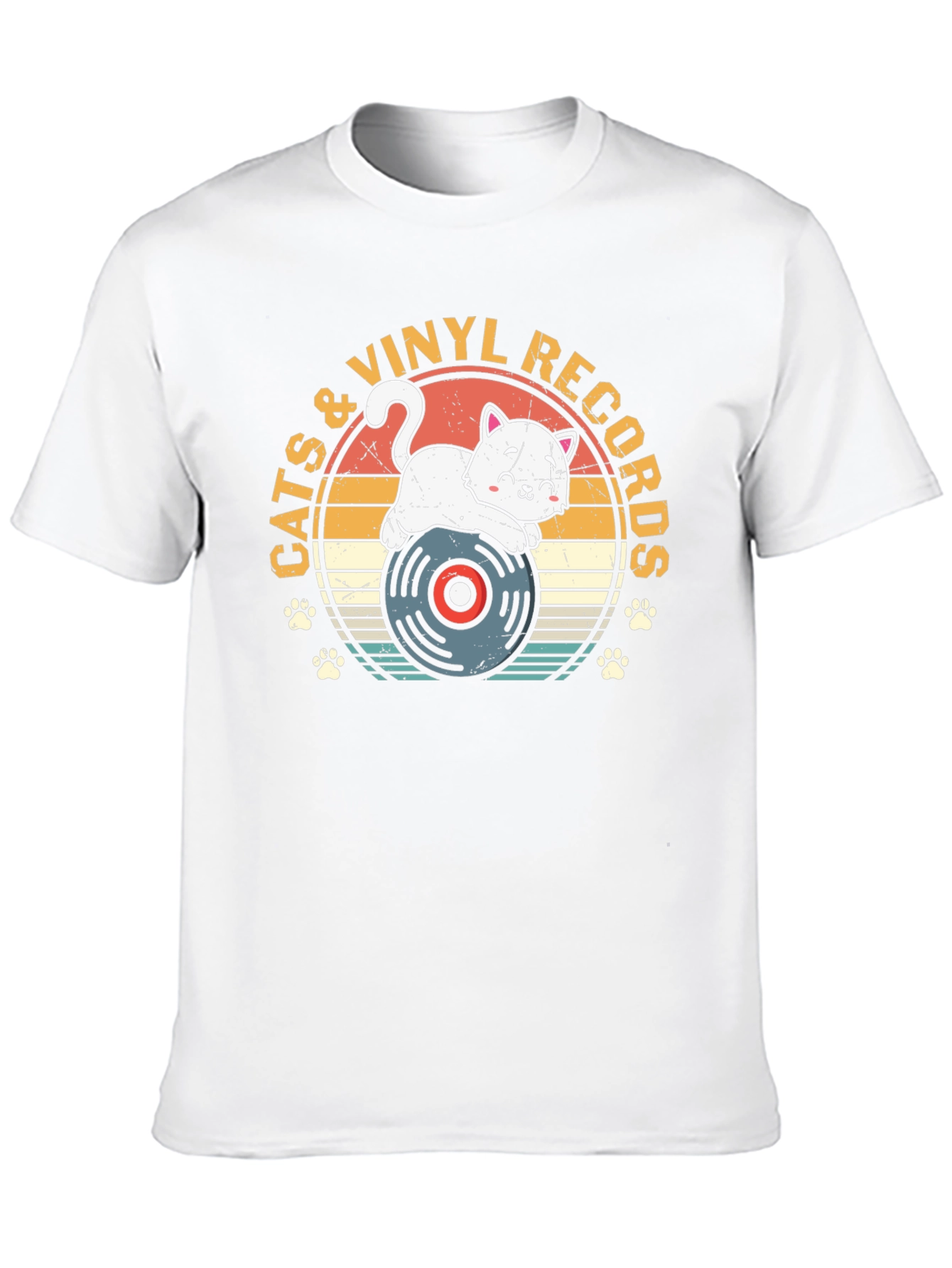 Cats & Vinyl Records Graphic T-Shirt