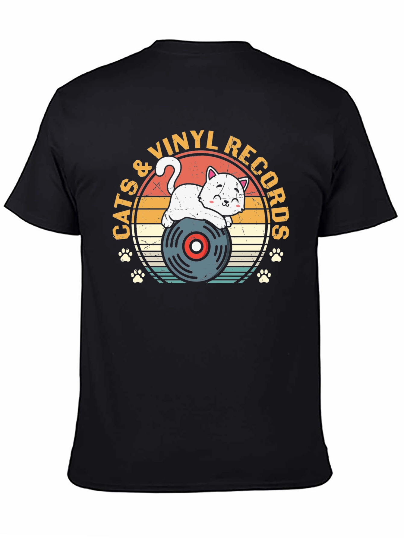 Cats & Vinyl Records Graphic T-Shirt