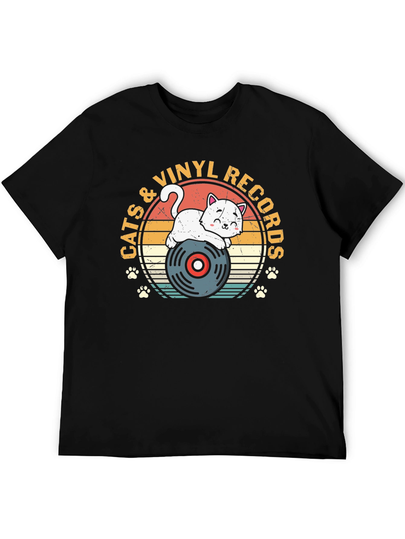 Cats & Vinyl Records Graphic T-Shirt