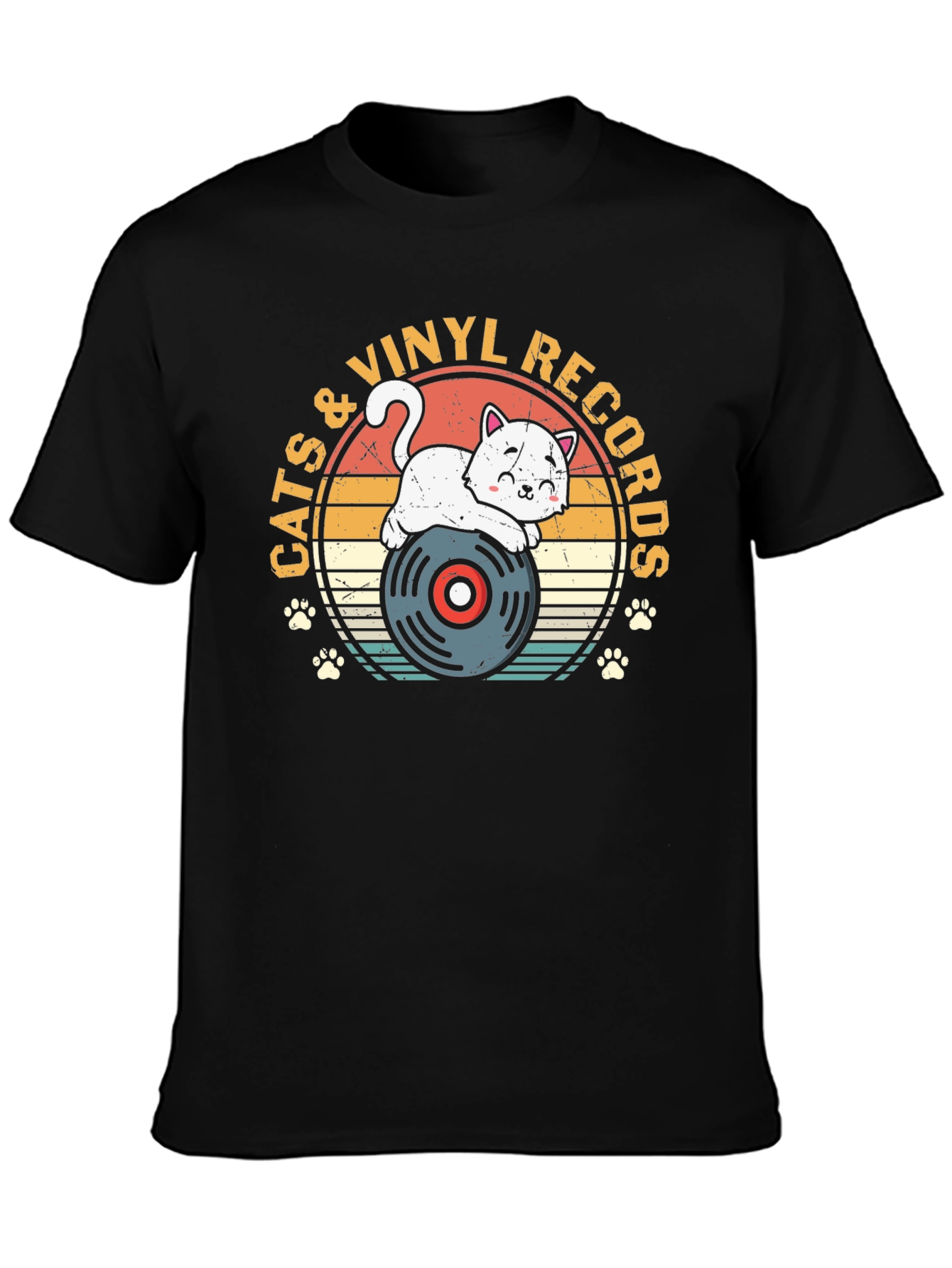 Cats & Vinyl Records Graphic T-Shirt