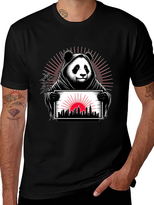 Panda Grim Reaper Cityscape T-Shirt - Unique Design