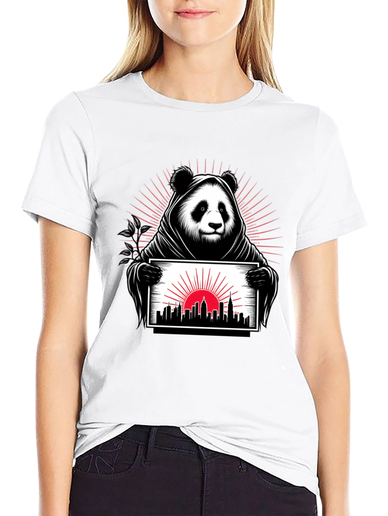 Panda Grim Reaper Cityscape T-Shirt - Unique Design
