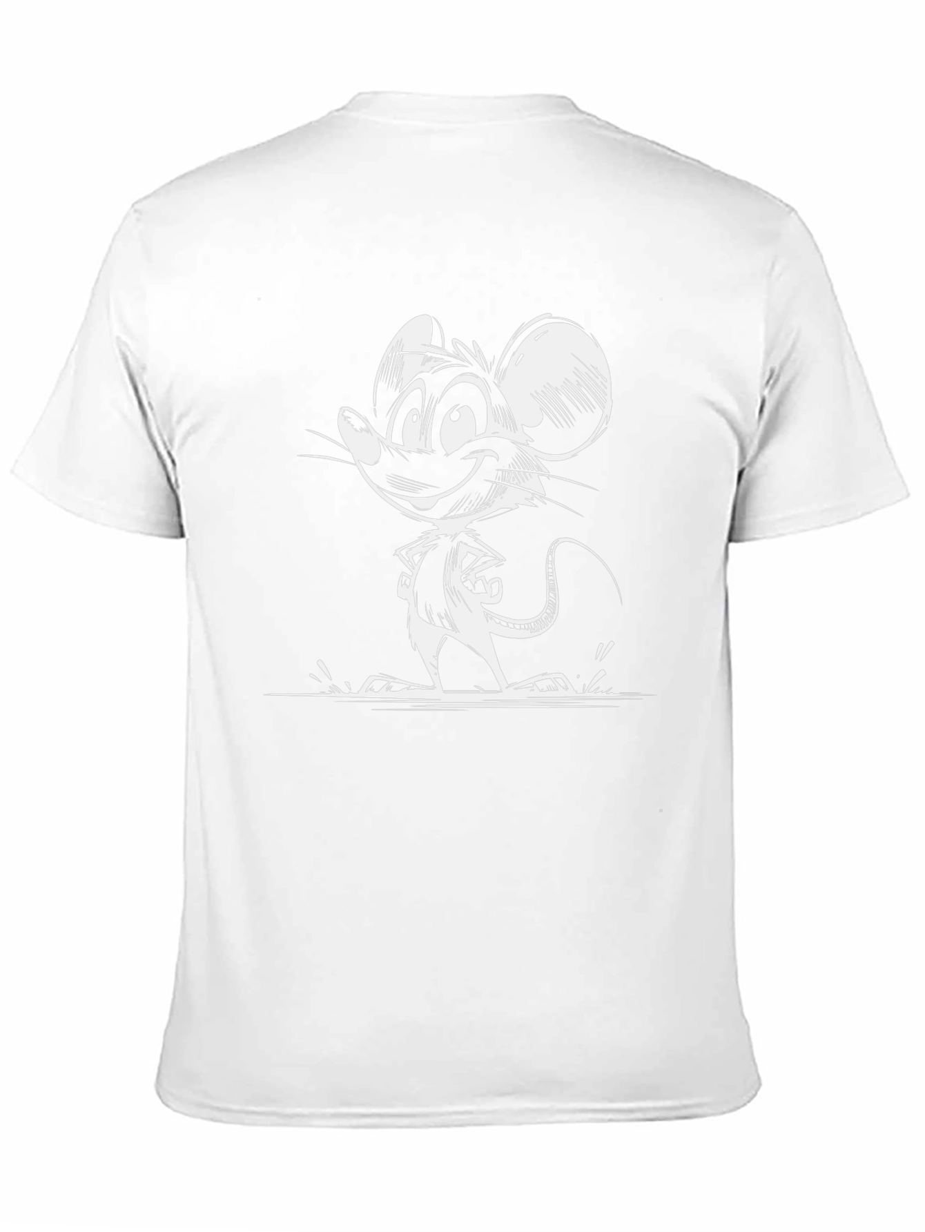 Cartoon Mouse Graphic Tee - Black Cotton T-Shirt