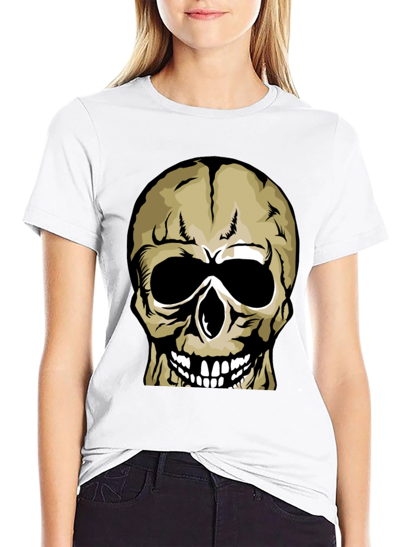 Skull Graphic Print Black T-Shirt