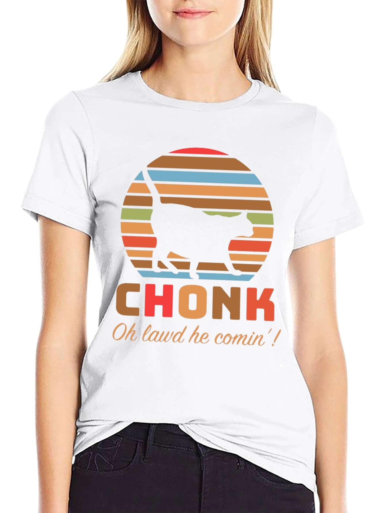 Chonk Cat T-Shirt - Oh Lawd He Comin!