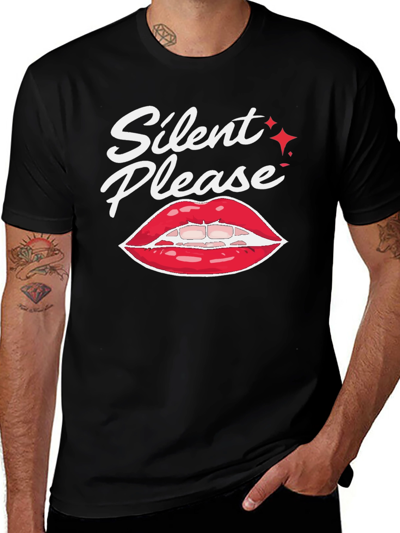Silent Please Lips Graphic T-Shirt
