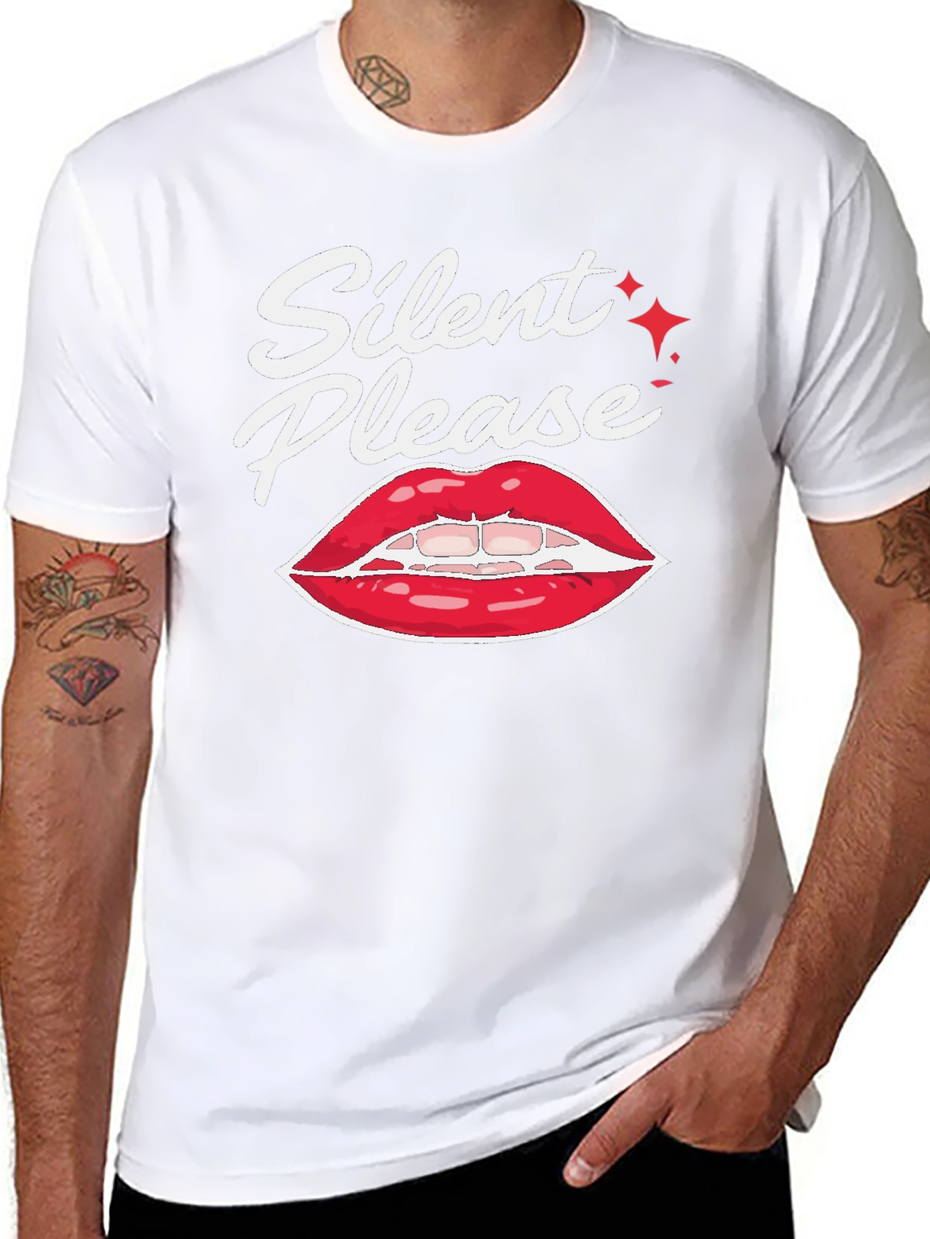 Silent Please Lips Graphic T-Shirt