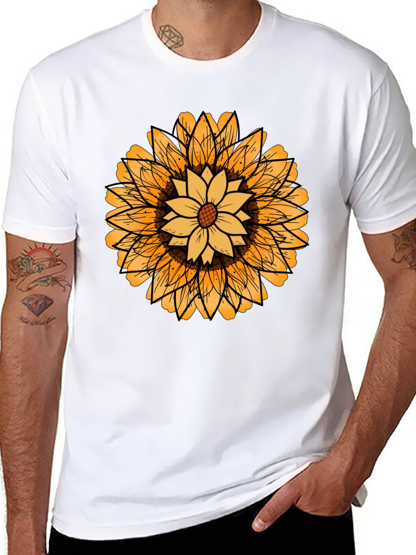 Sunflower Graphic Black T-Shirt for Men