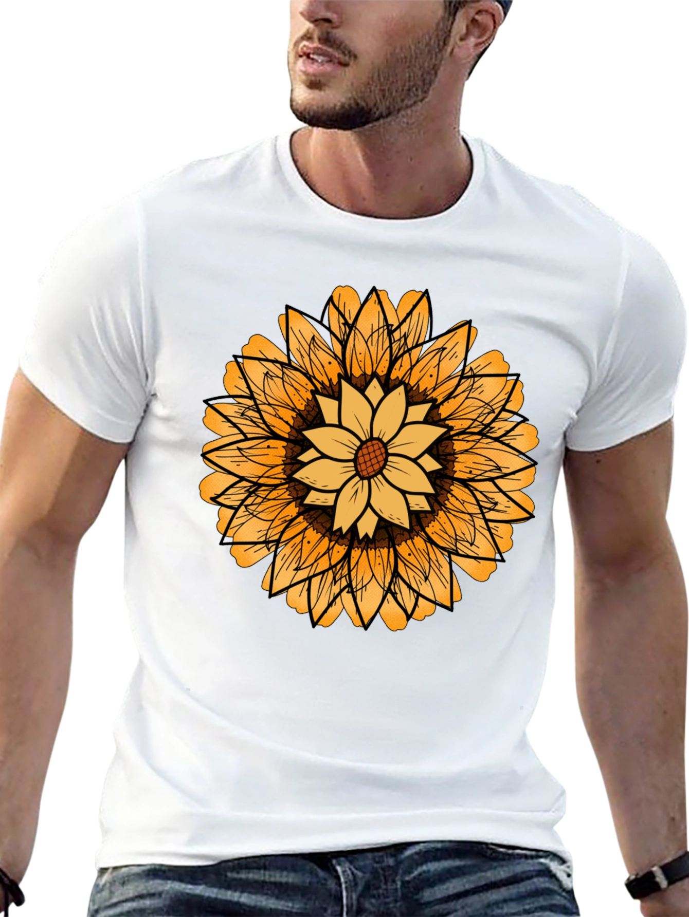Sunflower Graphic Black T-Shirt for Men