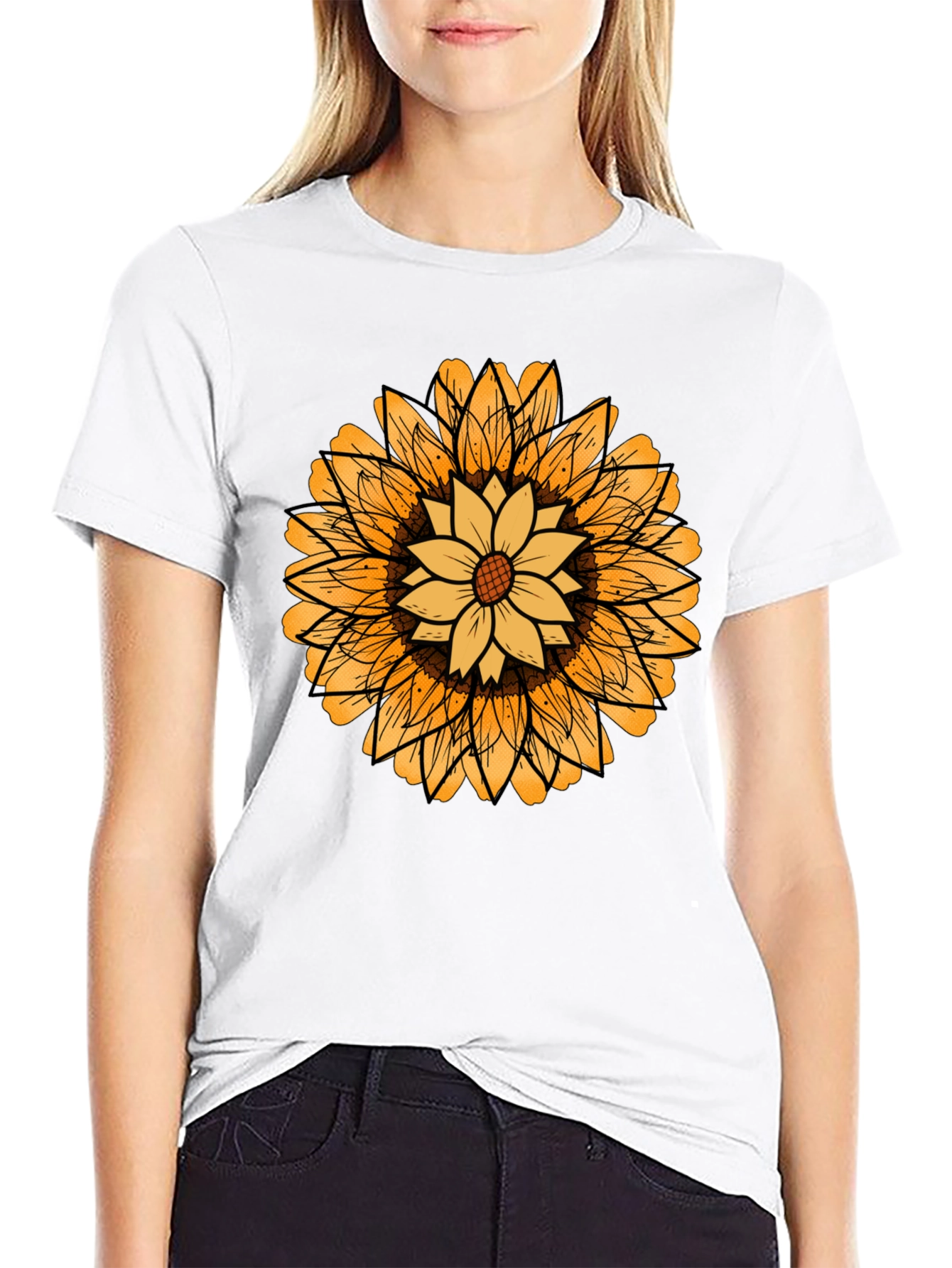 Sunflower Graphic Black T-Shirt for Men