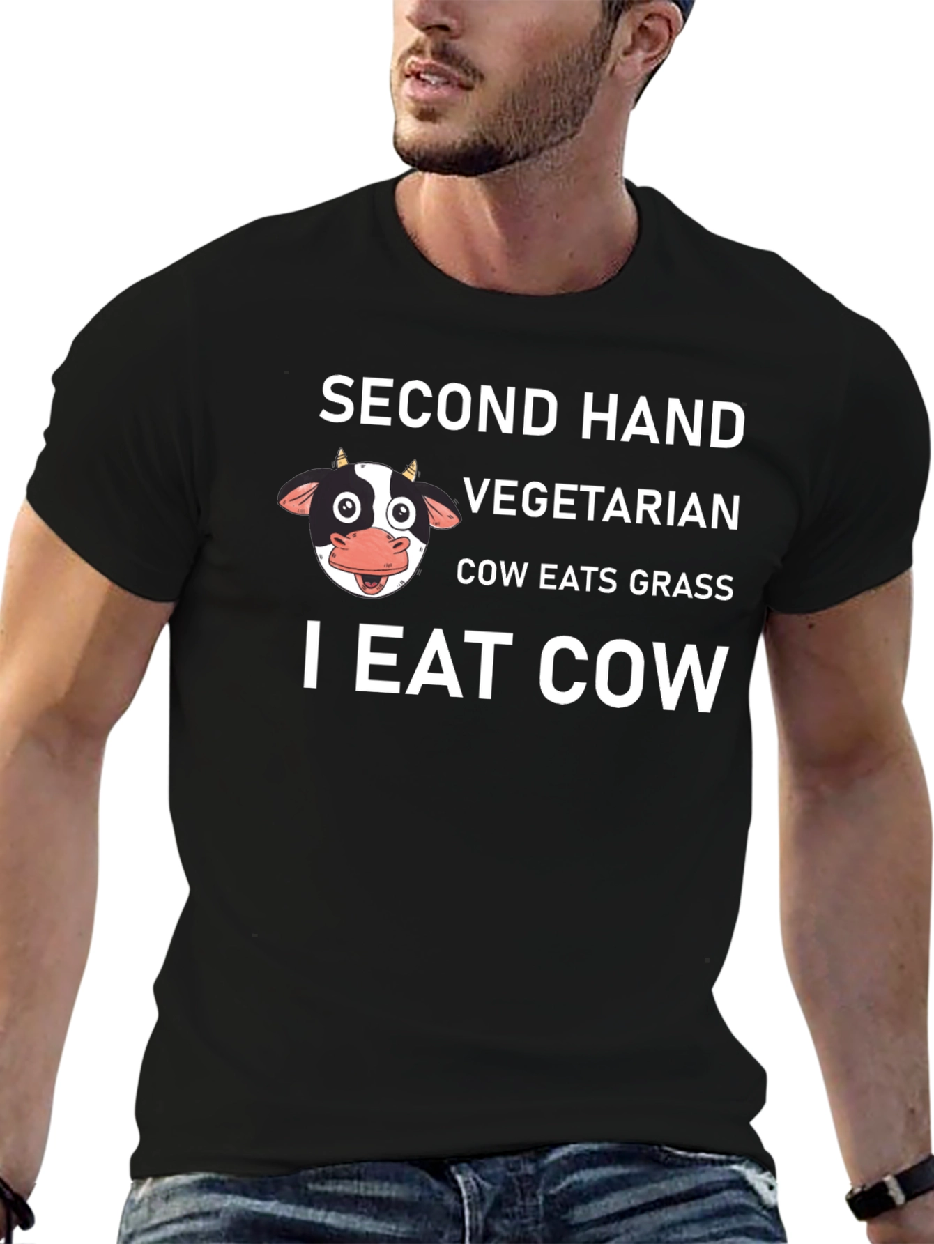 Second Hand Vegetarian I Eat Cow Graphic T-Shirt