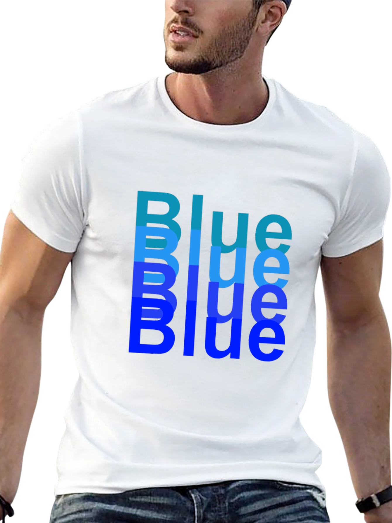 Trendy Blue Print Black T-Shirt