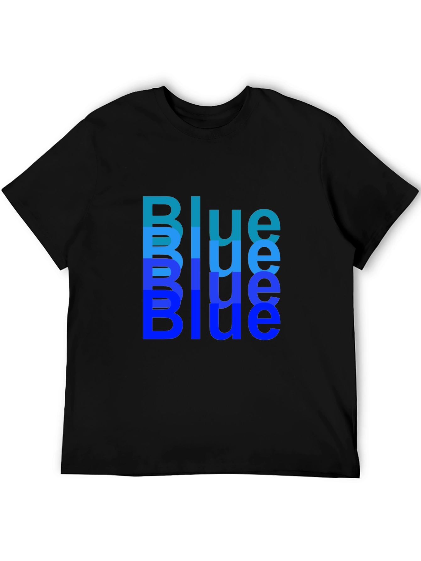 Trendy Blue Print Black T-Shirt