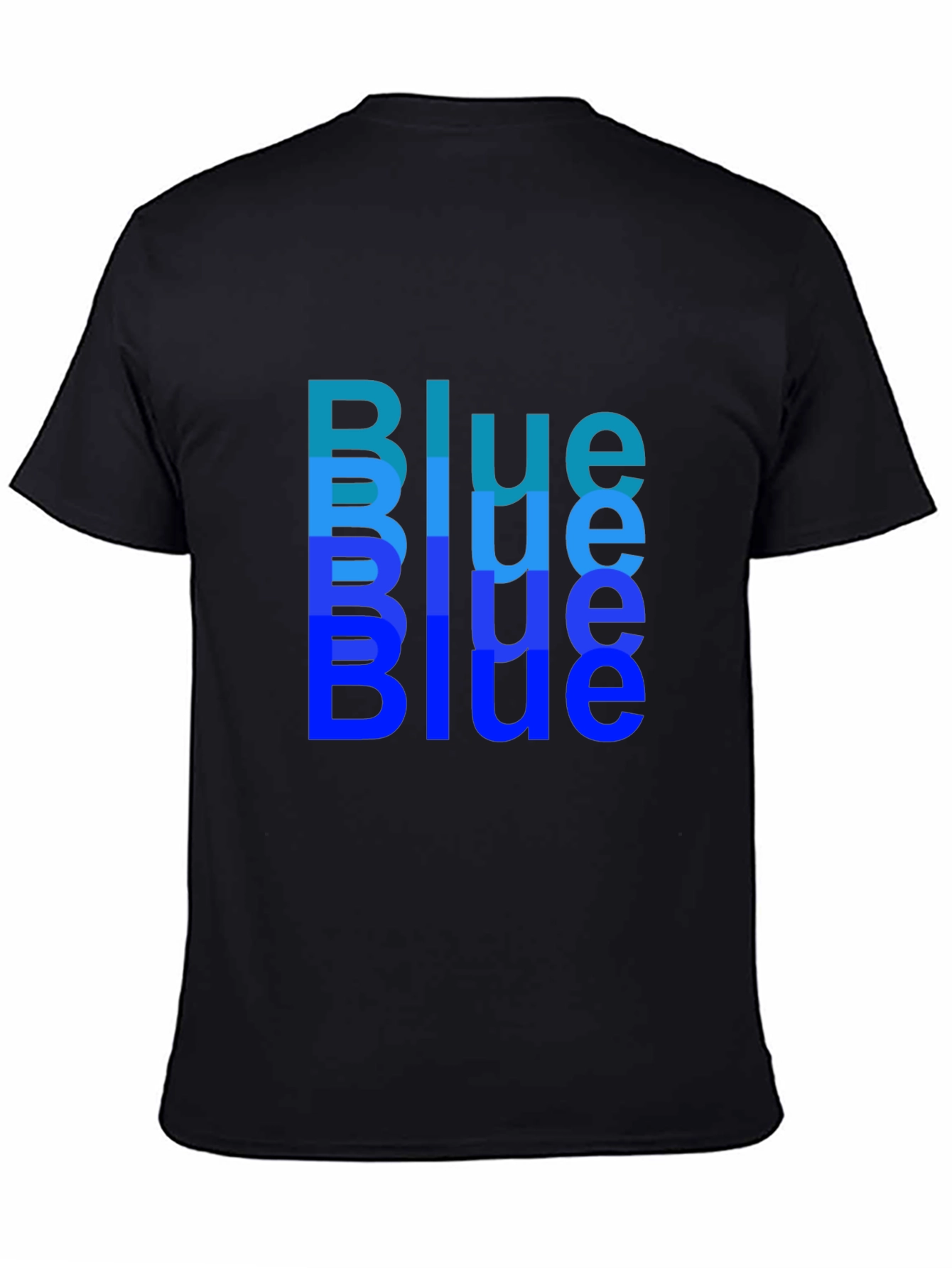 Trendy Blue Print Black T-Shirt