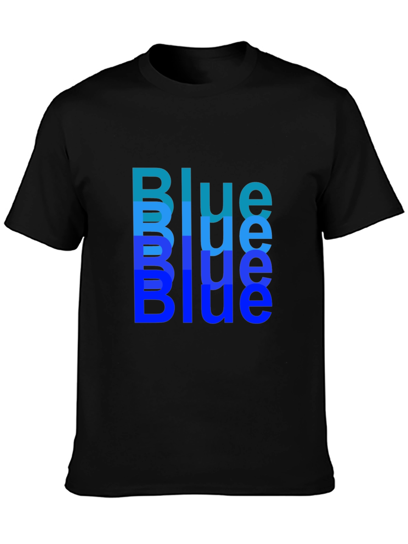 Trendy Blue Print Black T-Shirt