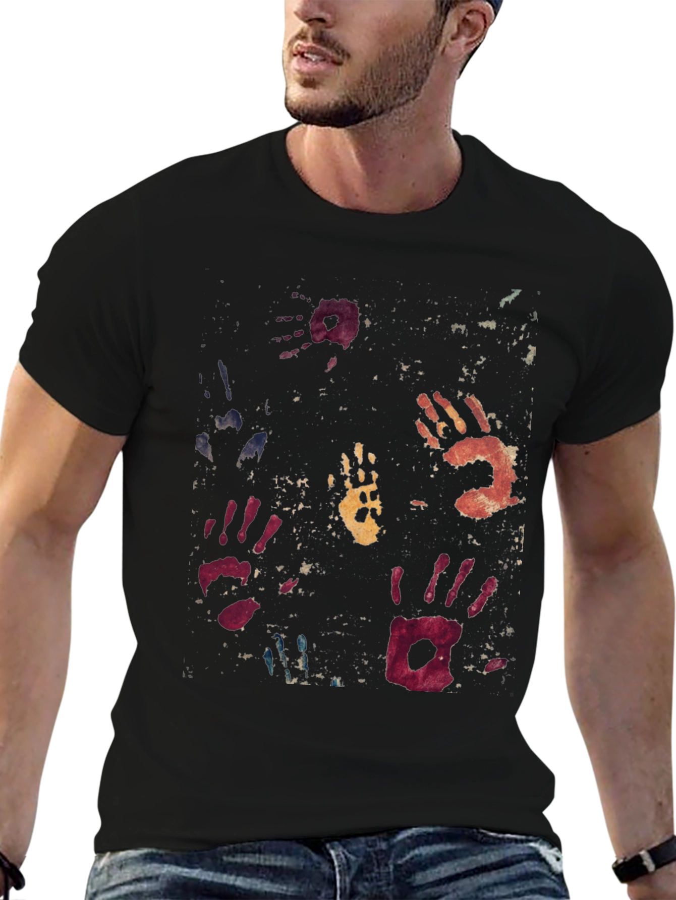 Handprint Graphic Tee - Unique Artistic Design