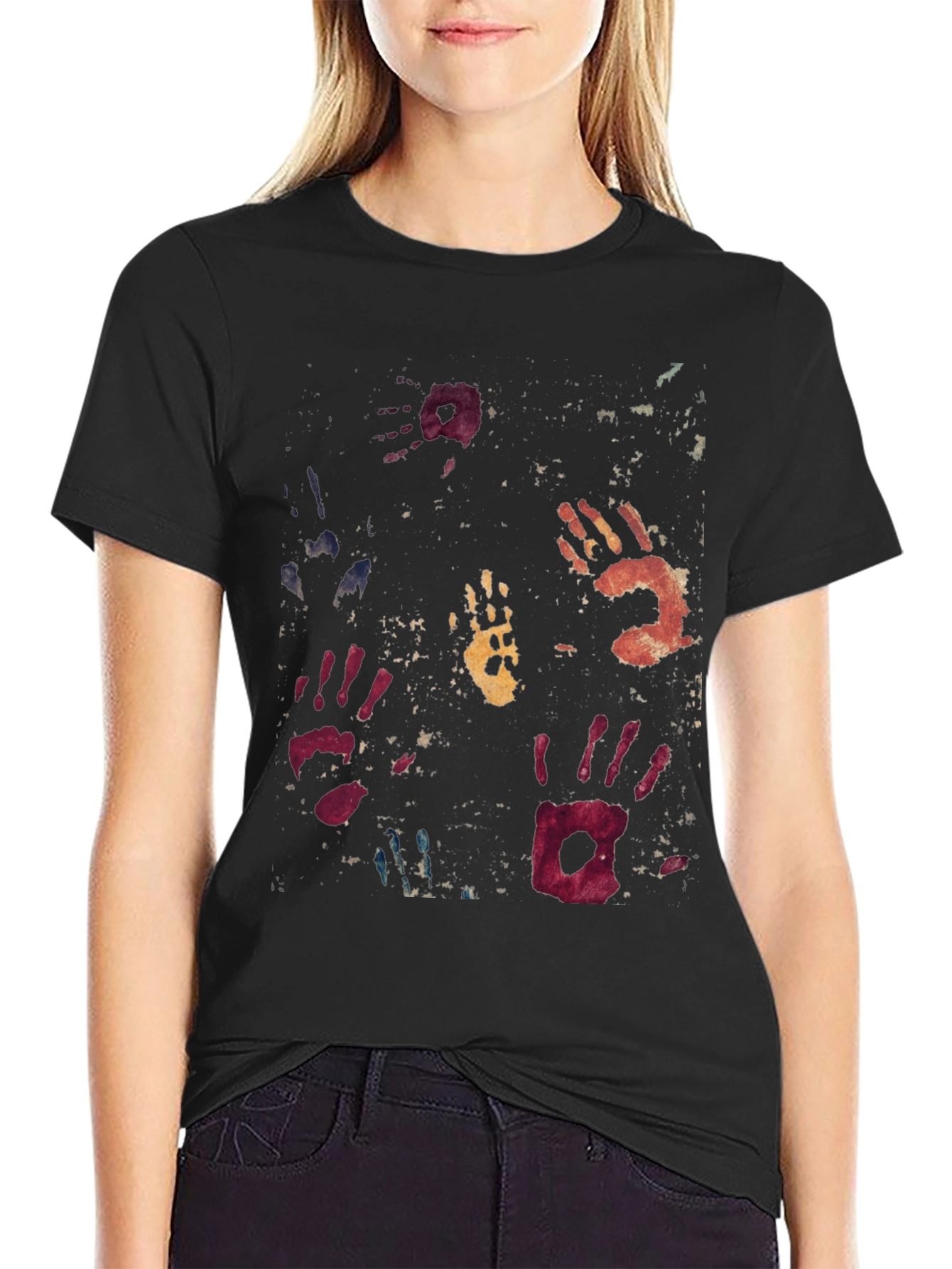Handprint Graphic Tee - Unique Artistic Design