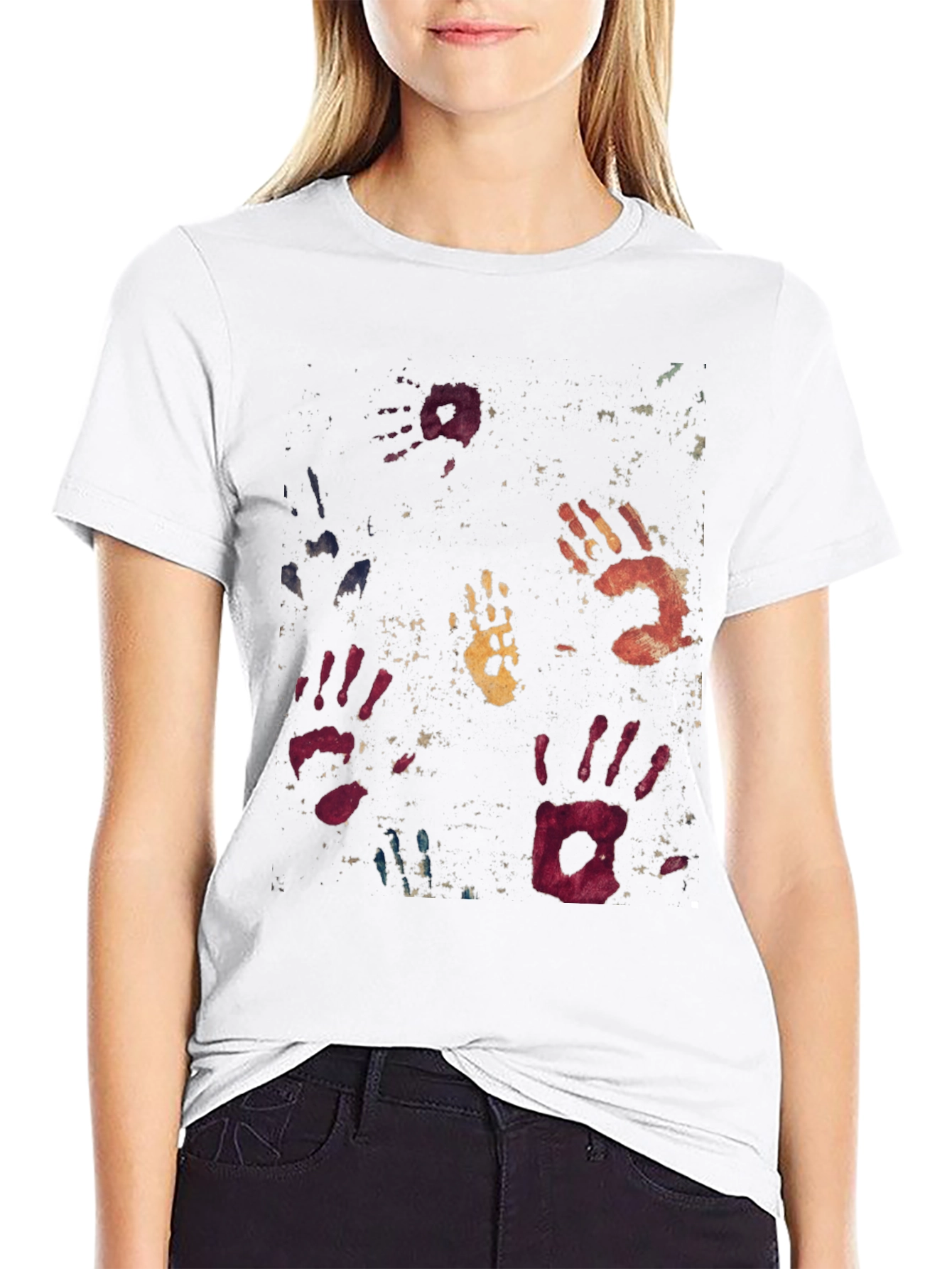 Handprint Graphic Tee - Unique Artistic Design