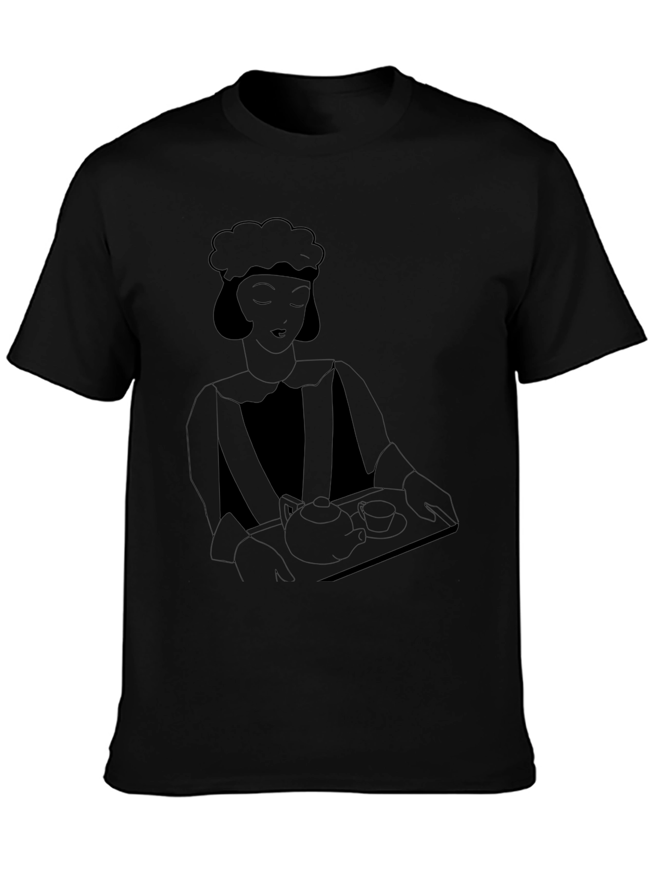 Art Deco Waitress Black T-Shirt