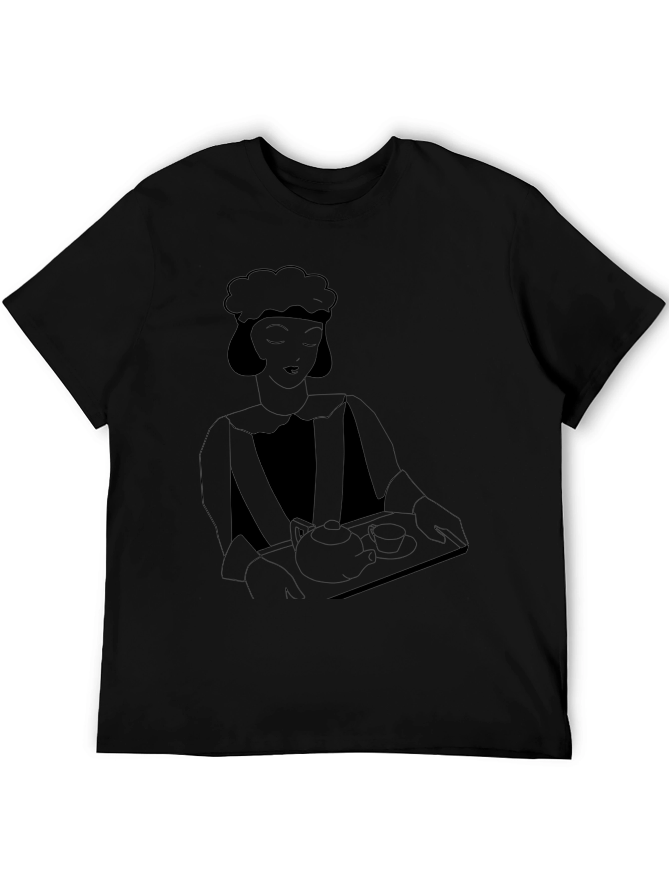 Art Deco Waitress Black T-Shirt