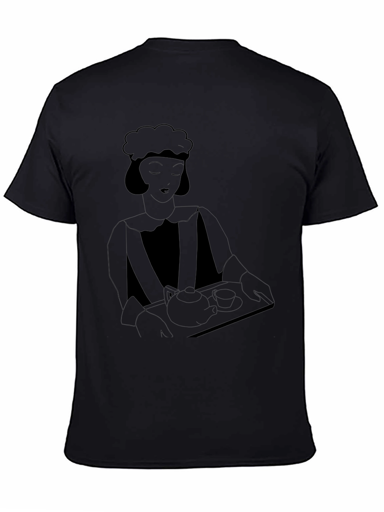 Art Deco Waitress Black T-Shirt