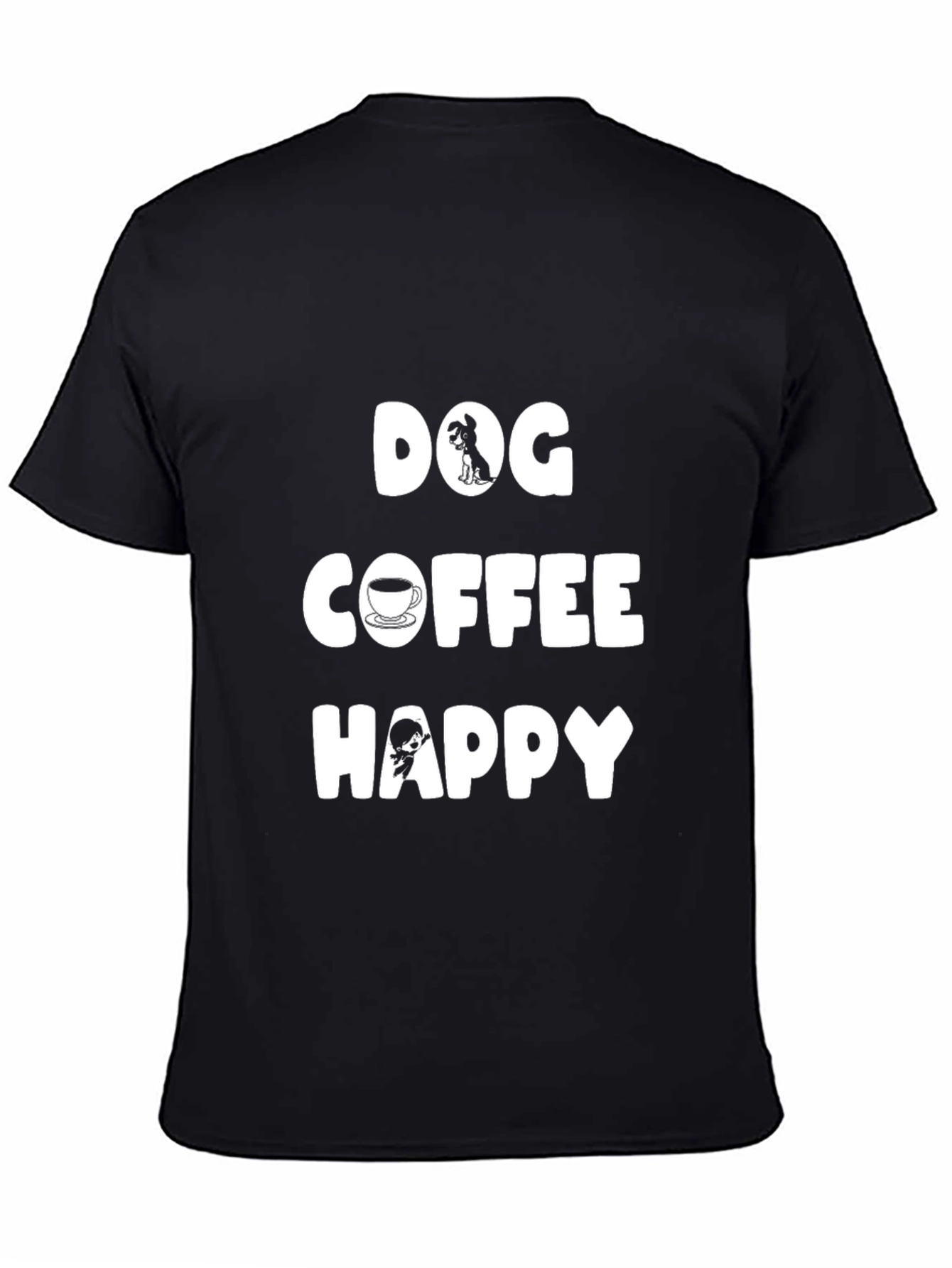 Dog Coffee Happy Graphic Tee - Unisex Black T-Shirt