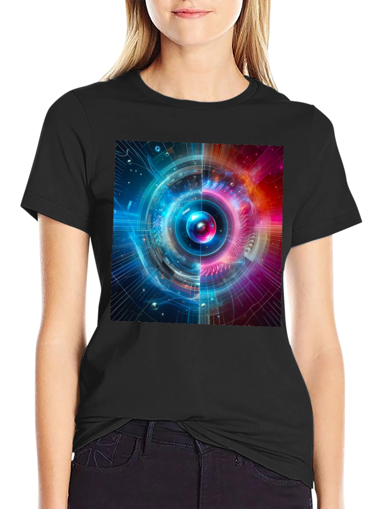 Cosmic Fusion Graphic Tee - Sci-Fi Style