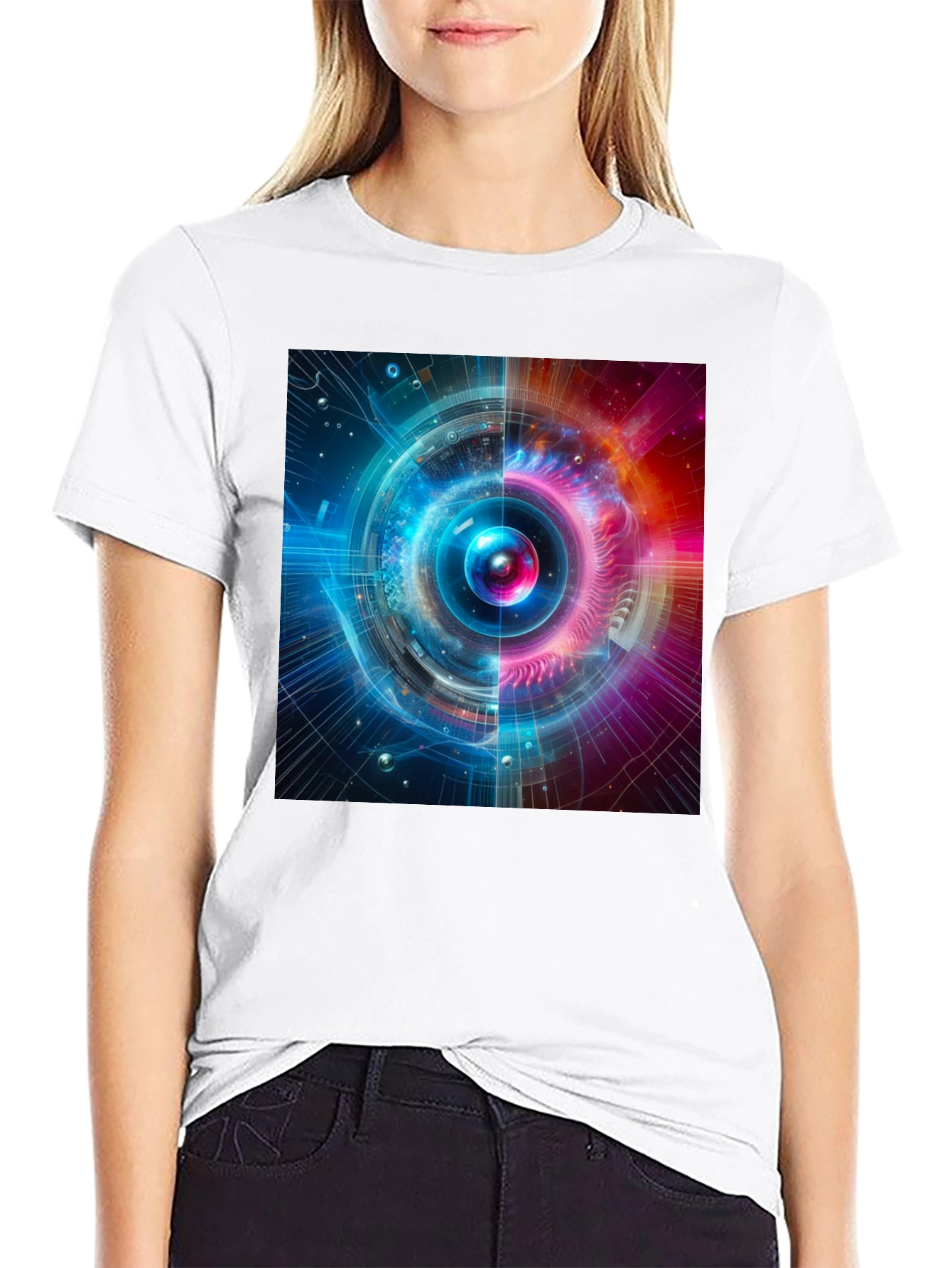 Cosmic Fusion Graphic Tee - Sci-Fi Style