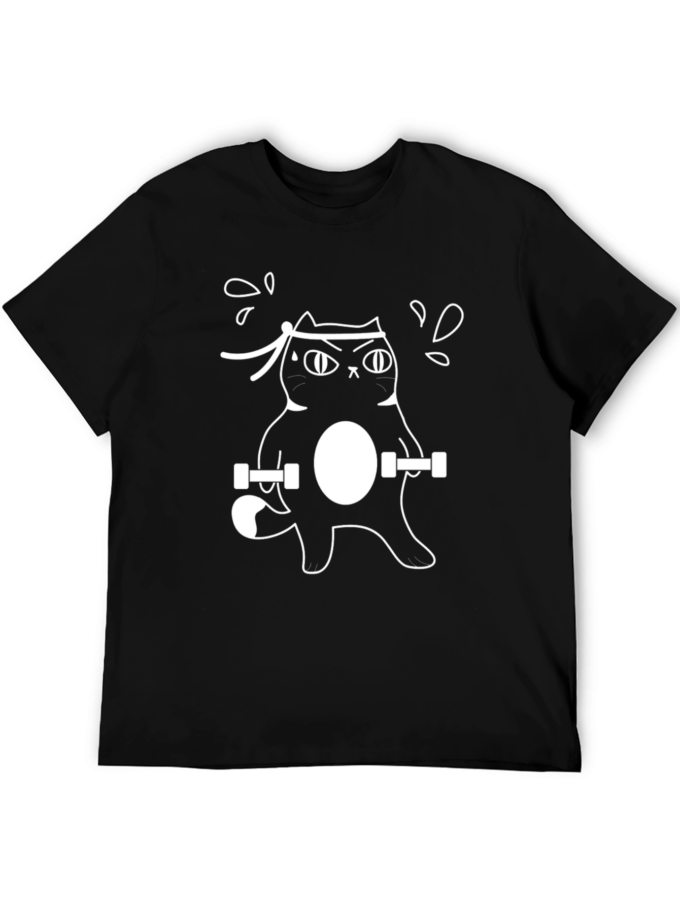 Funny Workout Cat T-Shirt - Black